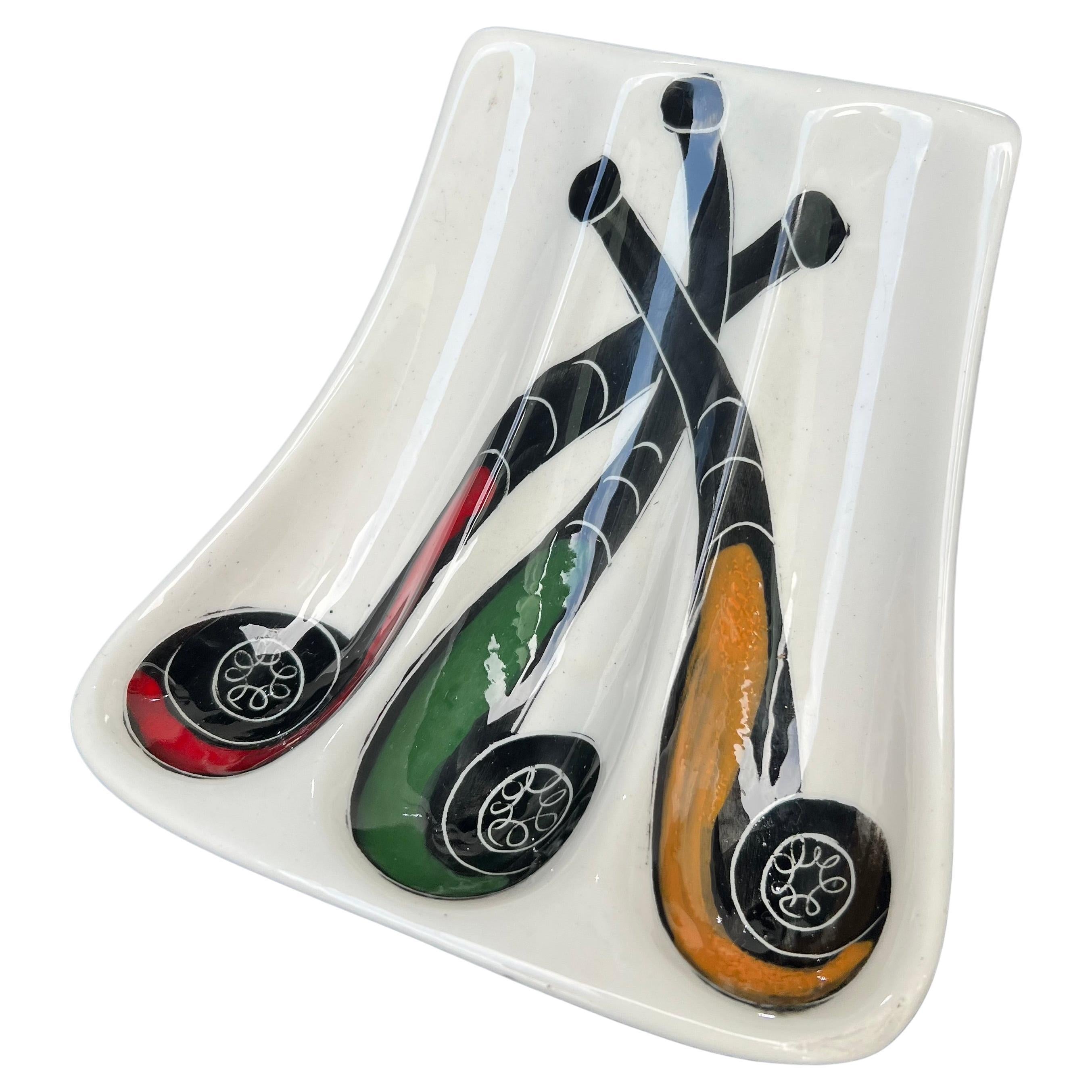 Ceramic Italian Pipe or 420 holder with Illustrated pipes For Sale