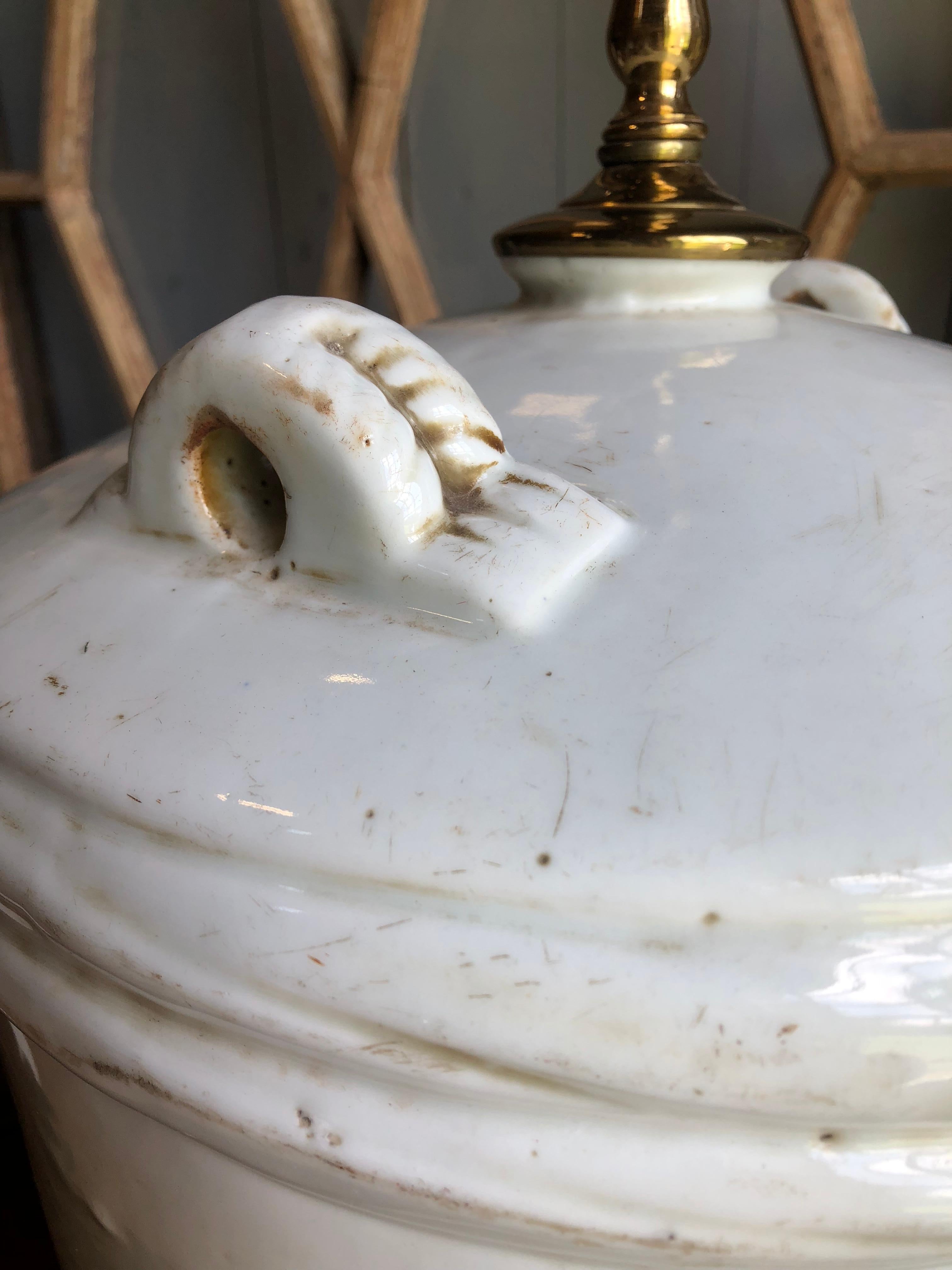 Ceramic Japanese Sake Barrel, Mounted as Lamp 5