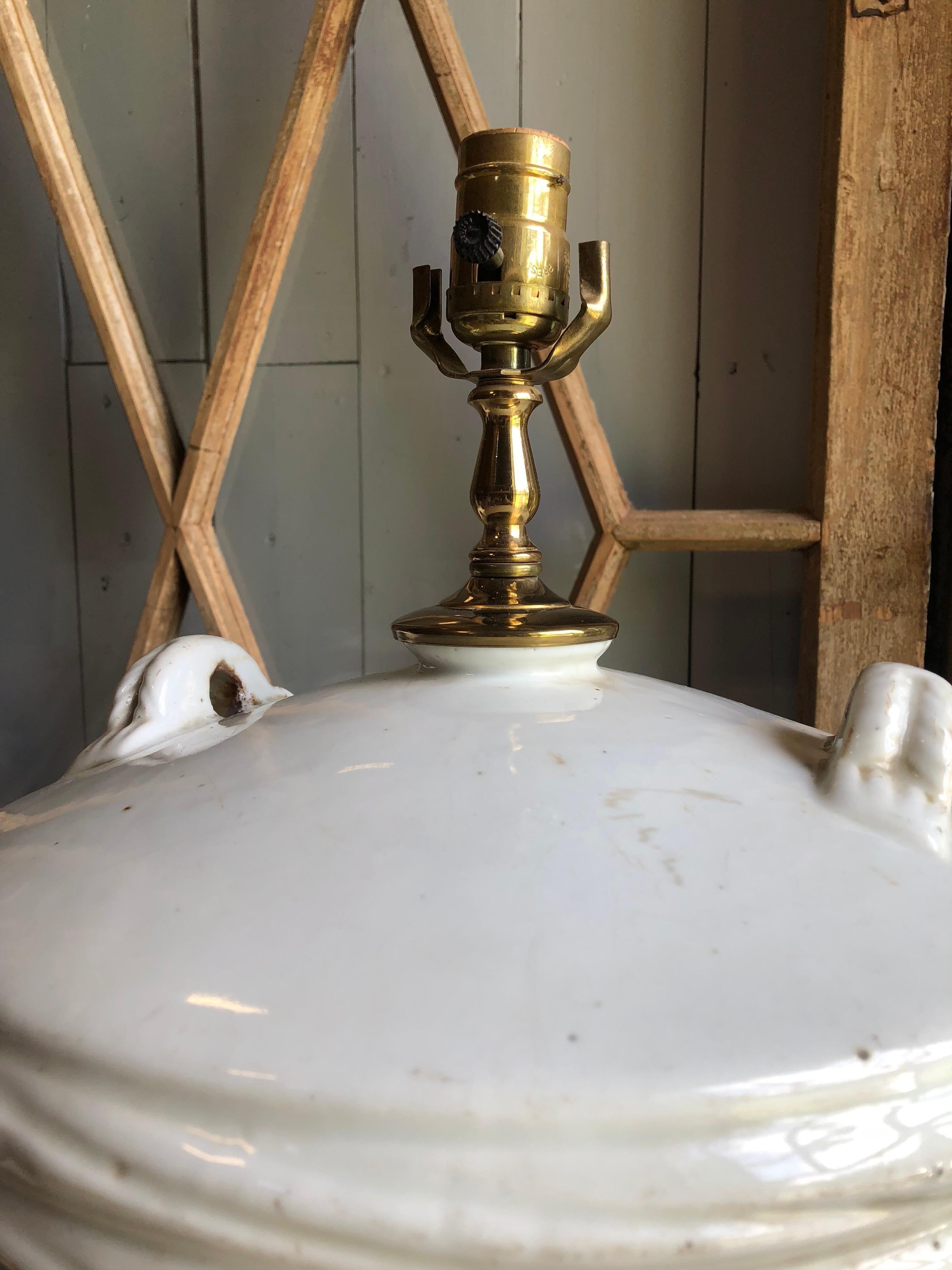 Ceramic Japanese Sake Barrel, Mounted as Lamp 1