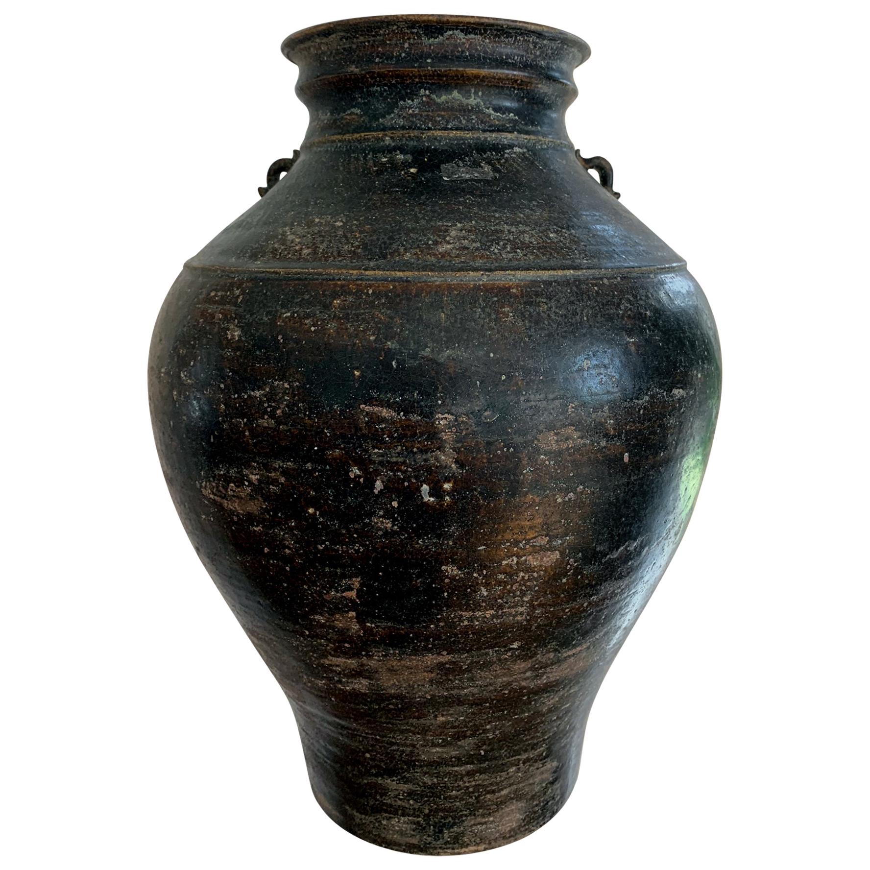 Ceramic Jar with Black Glaze Khmer Angkor Period 