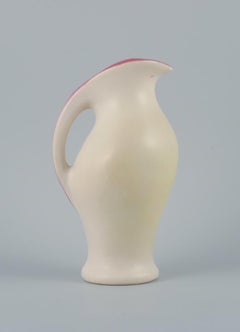 Ceramic jug in matt white glaze. In style of Pol Chambost (1906-1983)