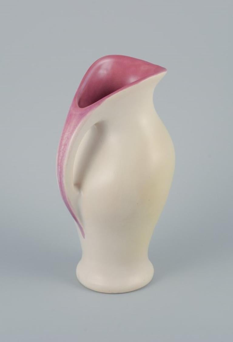 Mid-Century Modern Ceramic jug in matt white glaze. In style of Pol Chambost (1906-1983) For Sale