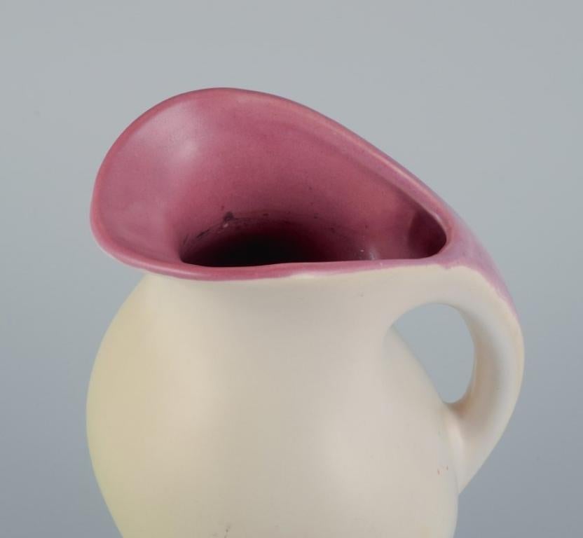 Glazed Ceramic jug in matt white glaze. In style of Pol Chambost (1906-1983) For Sale