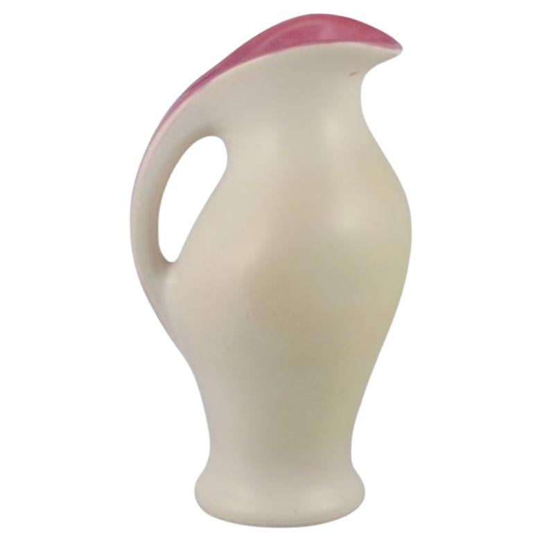 Ceramic jug in matt white glaze. In style of Pol Chambost (1906-1983) For Sale