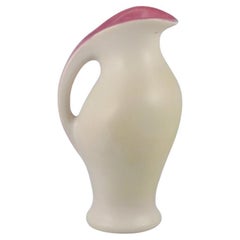 Vintage Ceramic jug in matt white glaze. In style of Pol Chambost (1906-1983)