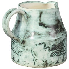 Ceramic Jug with Animals Decoration by Jacques Blin
