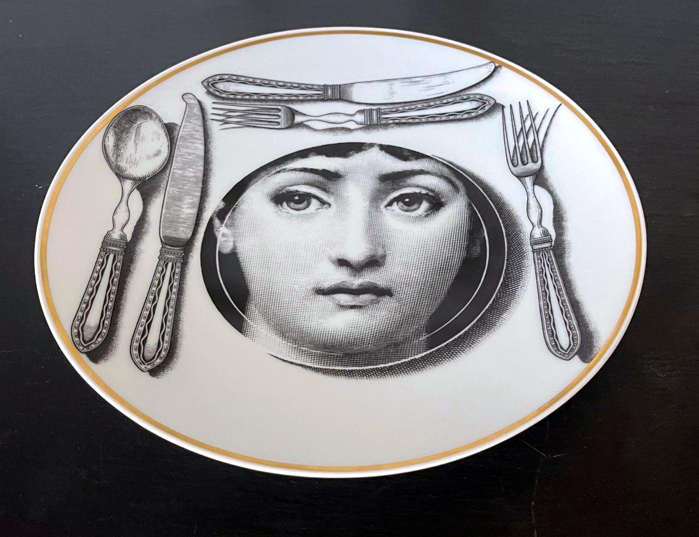 Modern Ceramic Julia Dinner Plate by Fornasetti for Rosenthal For Sale