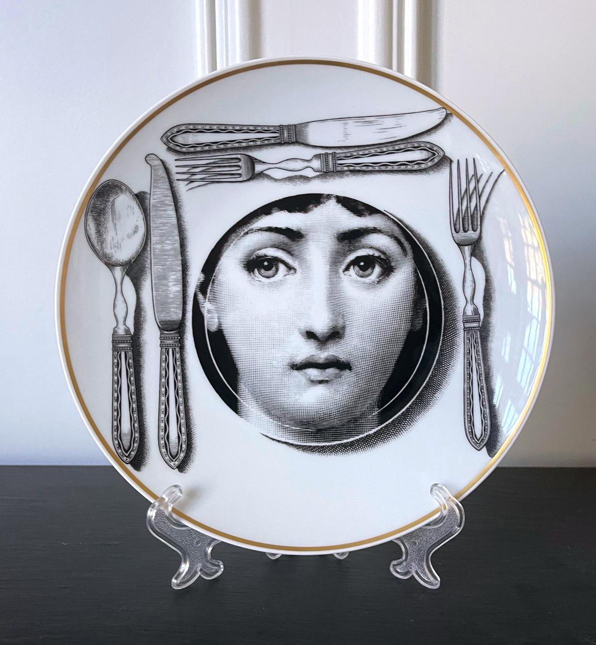 German Ceramic Julia Dinner Plate by Fornasetti for Rosenthal For Sale