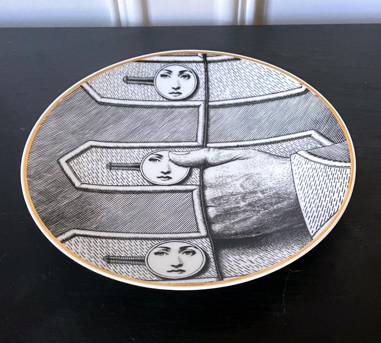 Ceramic Julia Dinner Plate by Fornasetti for Rosenthal In Good Condition For Sale In Atlanta, GA