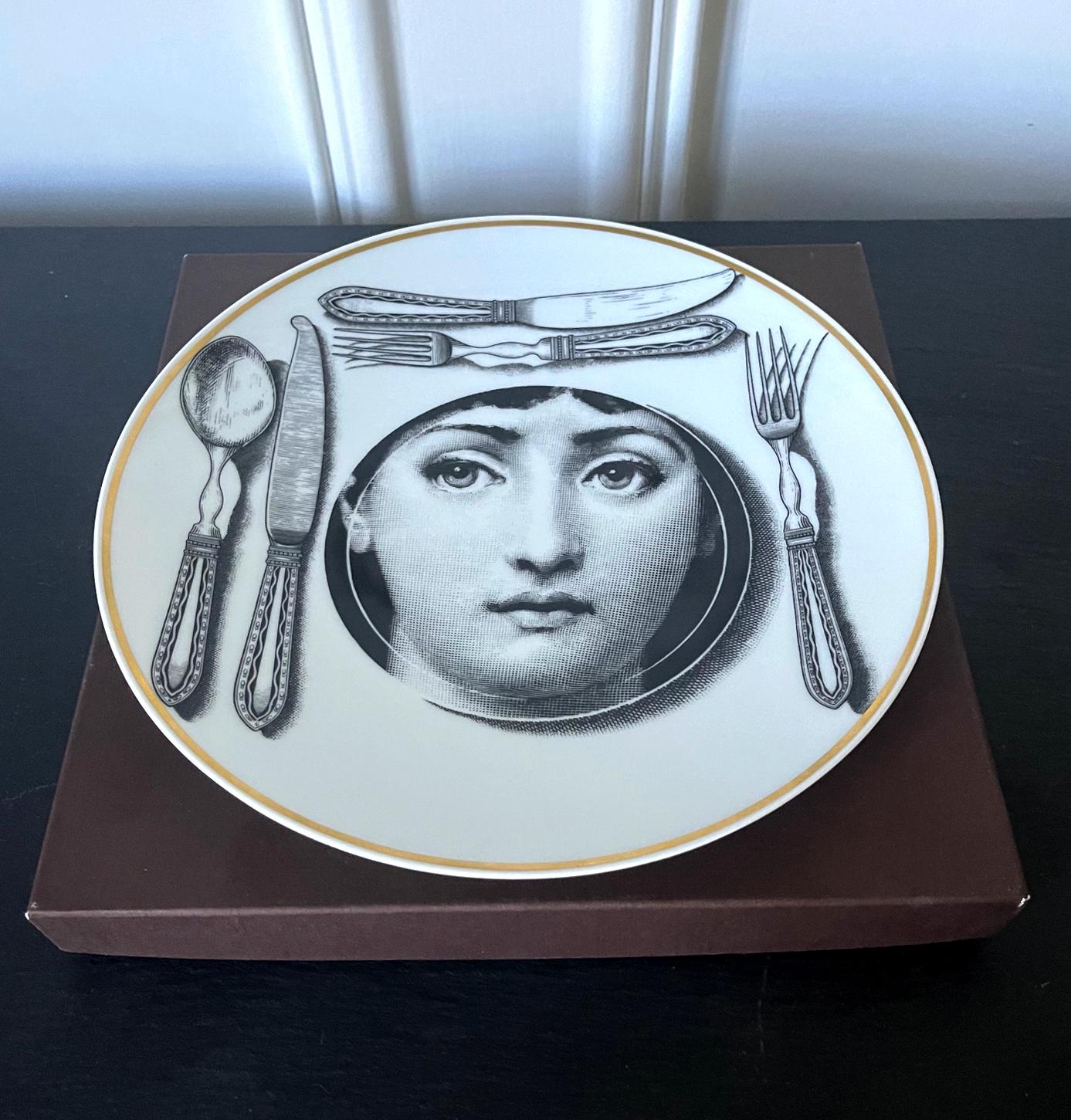 Ceramic Julia Dinner Plate by Fornasetti for Rosenthal In Good Condition For Sale In Atlanta, GA