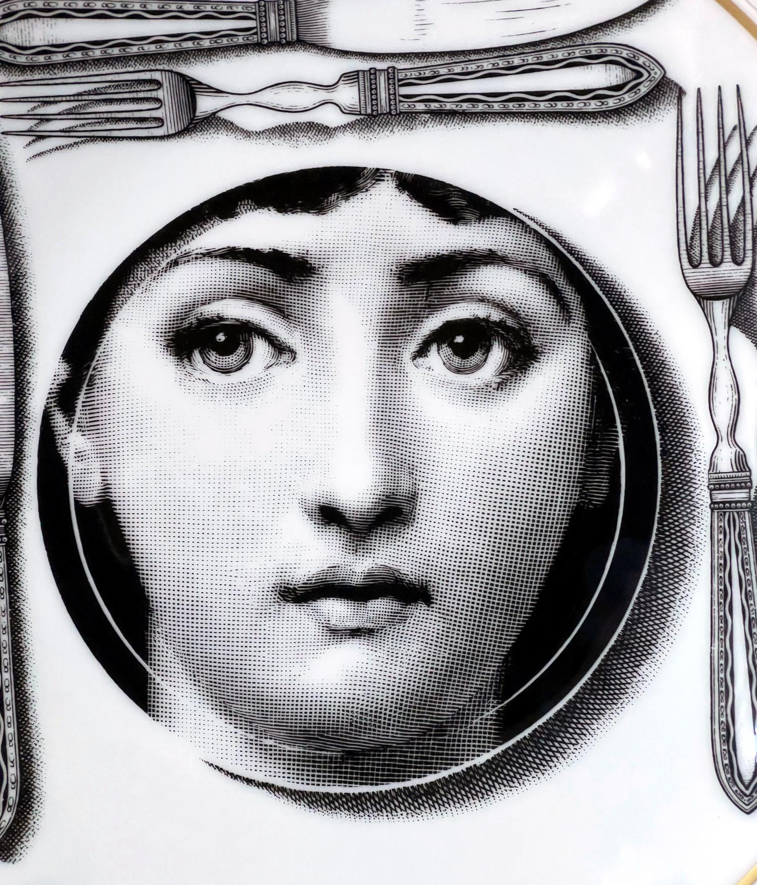 Ceramic Julia Dinner Plate by Fornasetti for Rosenthal For Sale 1