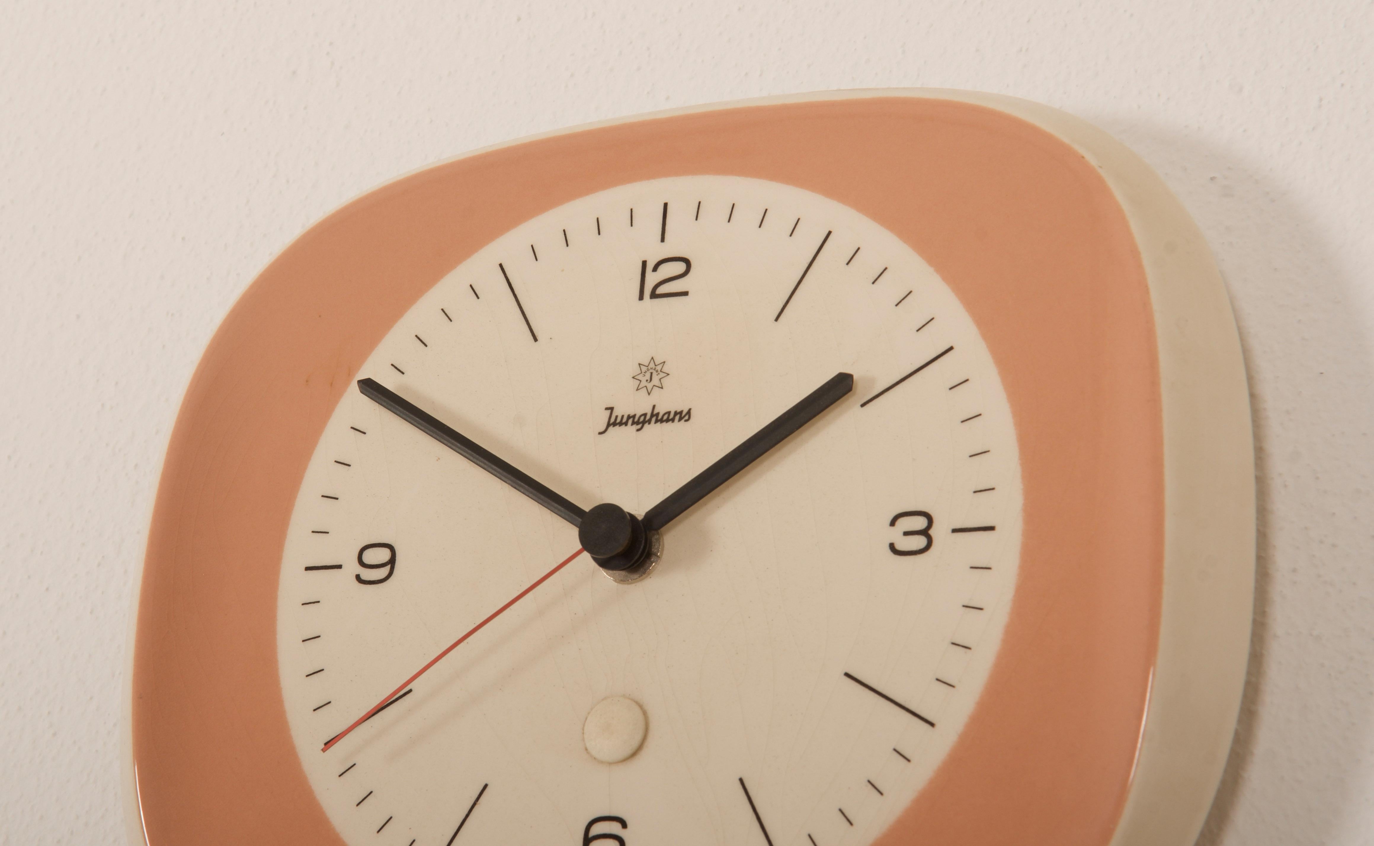 Mid-Century Modern Ceramic Junghans Wall Clock by Max Bill