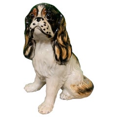 Vintage Ceramic King Charles Spaniel Dog Statue