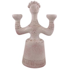 Ceramic Lady Holding Candles, 1960, France