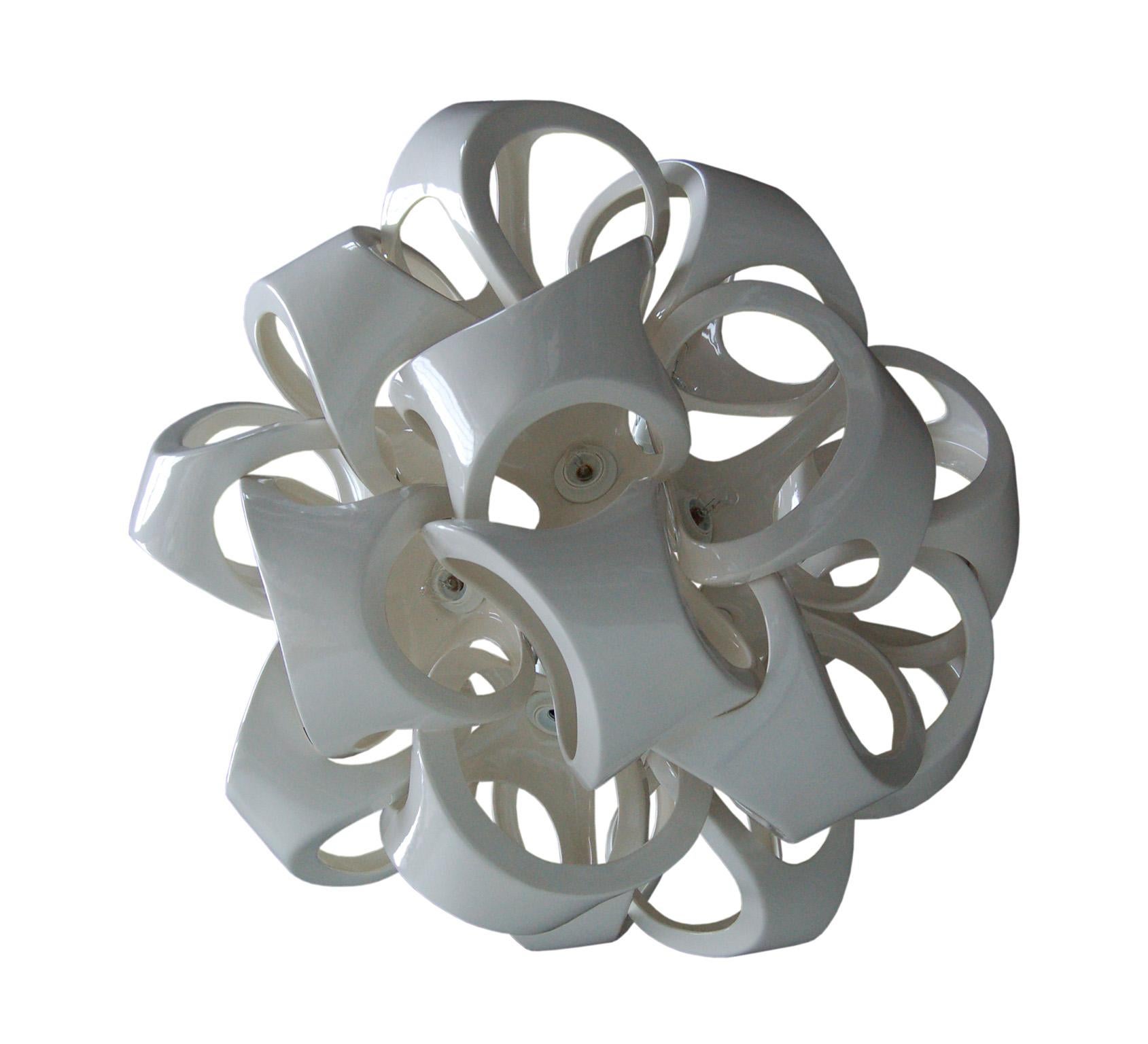 Cast Ceramic Lamp 15 Wide Cluster Chandelier For Sale