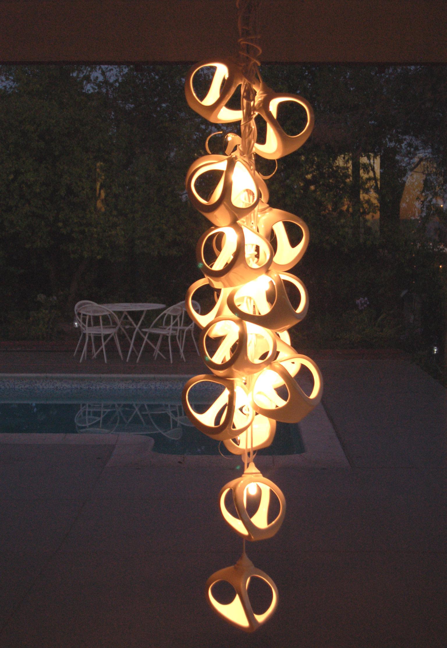 Ceramic Lamp 18 Grape Cluster Chandelier For Sale 2