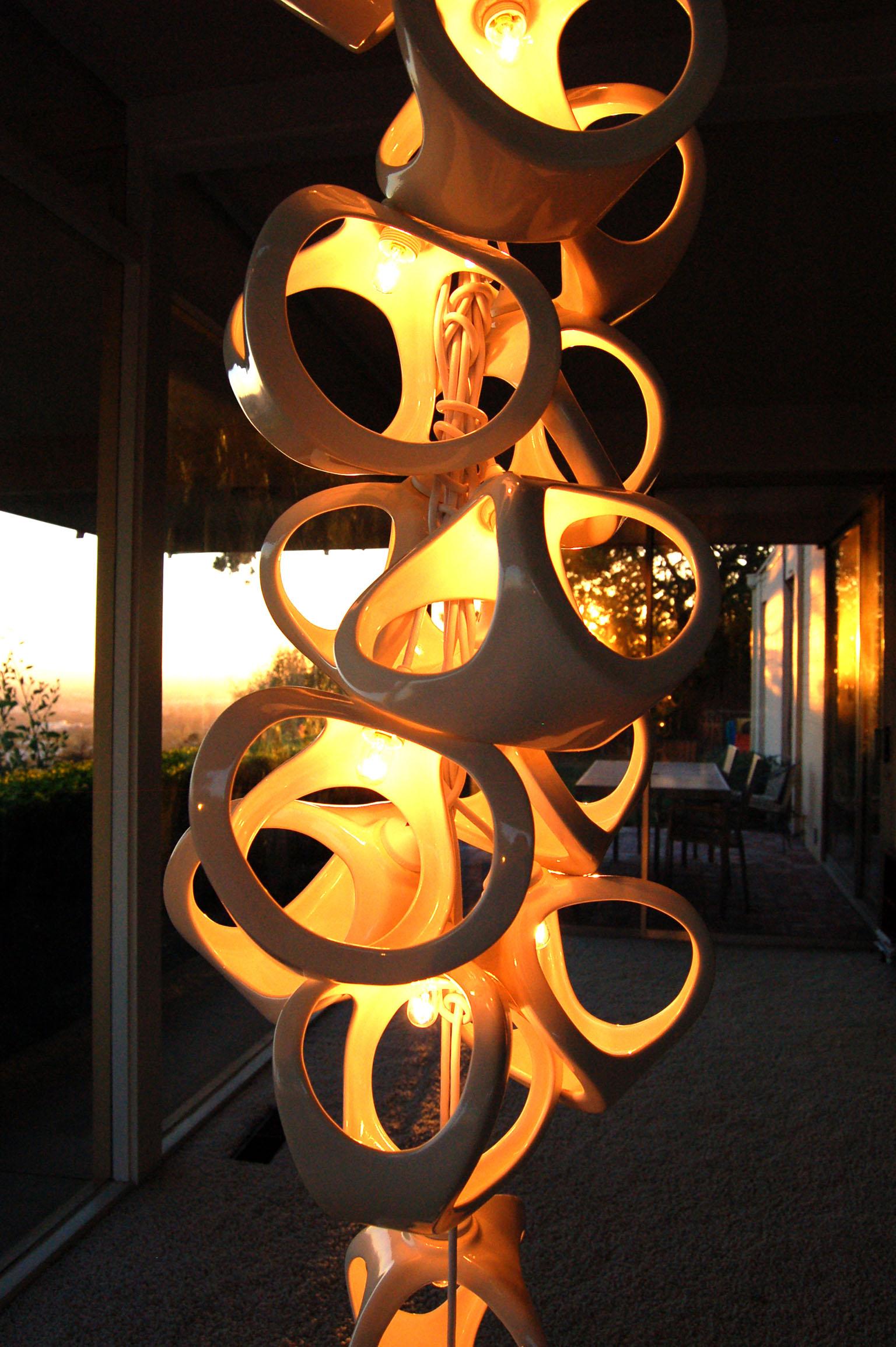 Ceramic Lamp 20 Cluster Vine Chandelier In New Condition For Sale In Los Angeles, CA