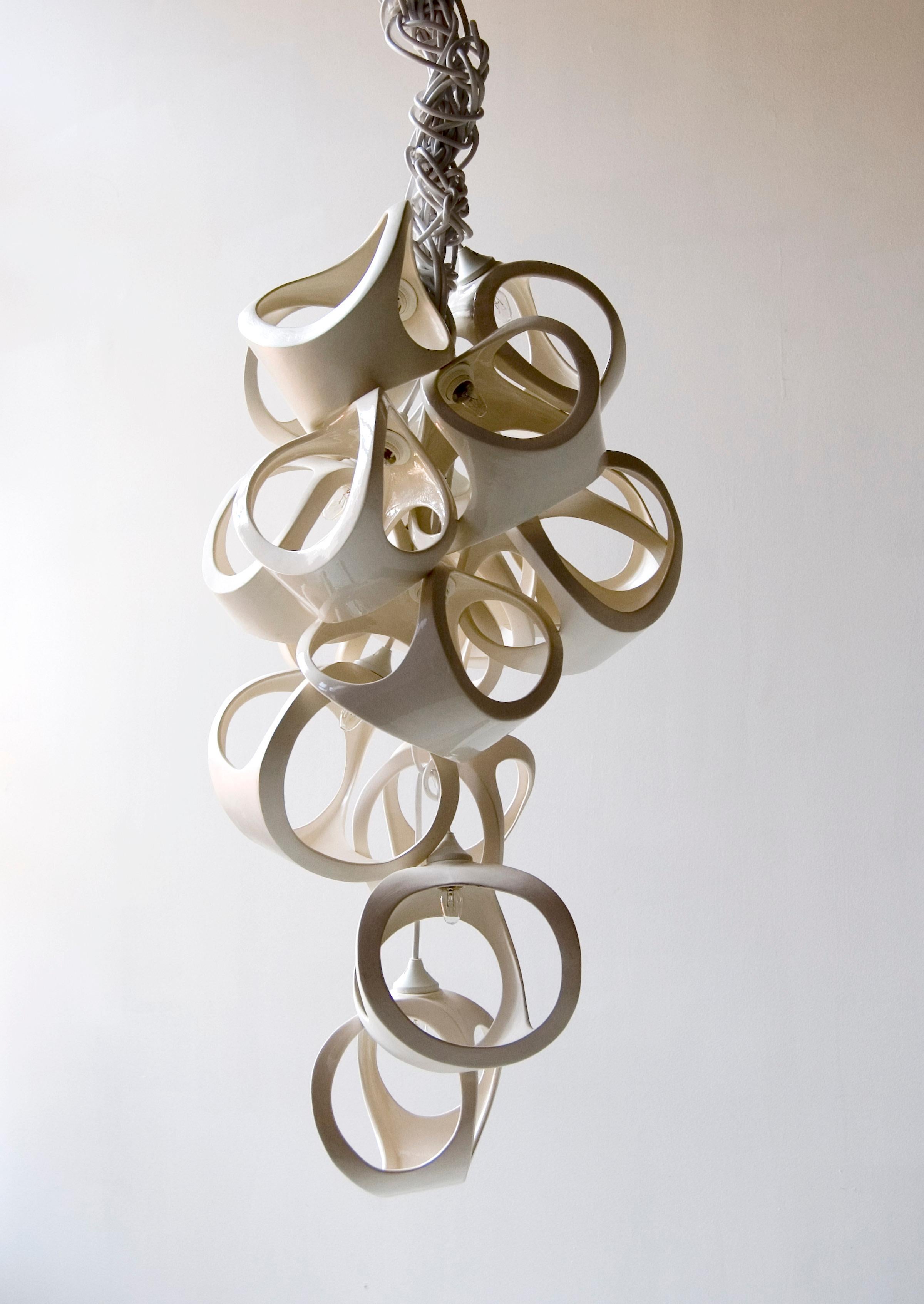 Ceramic Lamp 20 Cluster Vine Chandelier For Sale 3