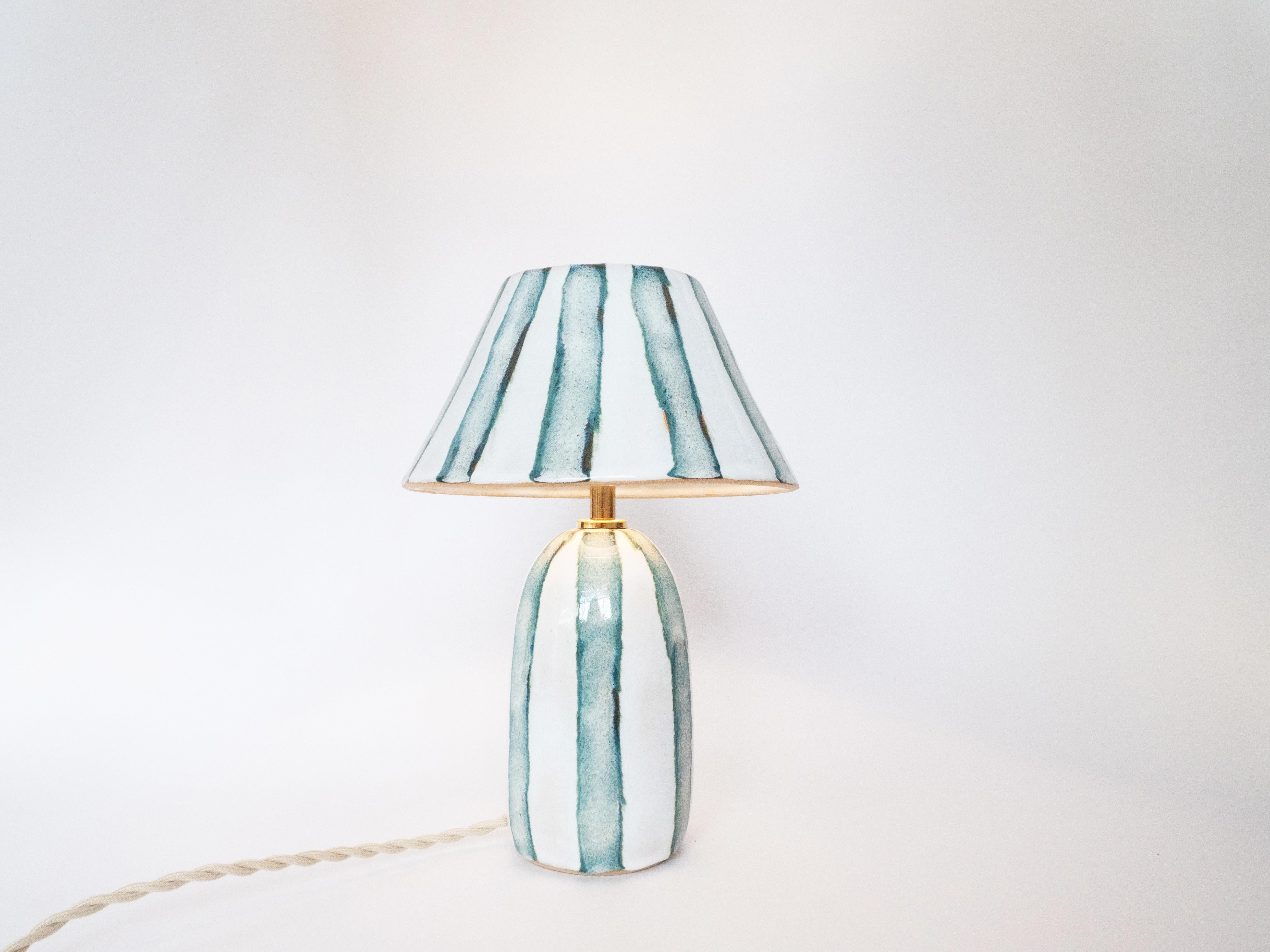Fait main Lampe et abat-jour en céramique - rayures dépolies en vente