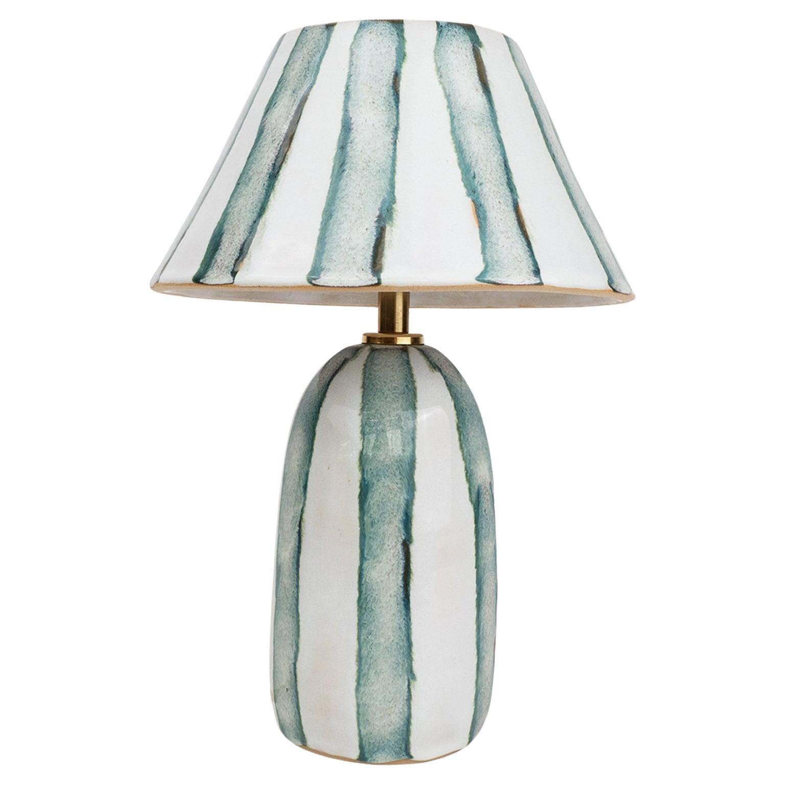 Ceramic Lamp and Shade- Frost Stripes