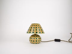 Ceramic Lamp and Shade- Orange and Green Check