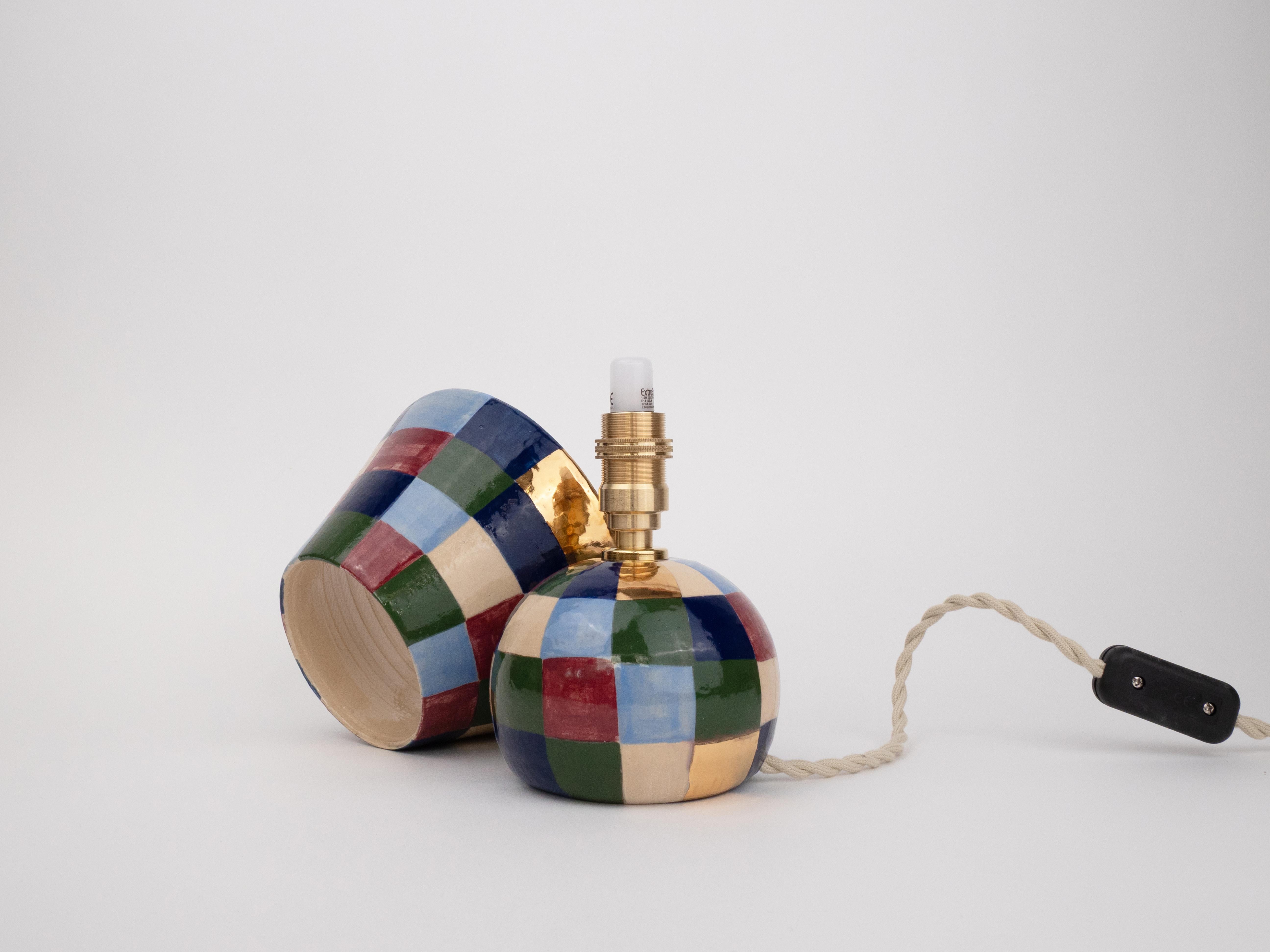 Ceramic Lamp and Shade- Patchwork Pattern 1