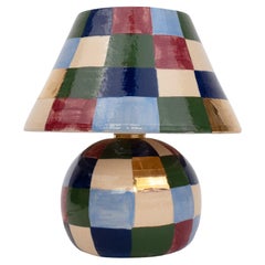 Ceramic Lamp and Shade- Patchwork Pattern
