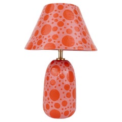 Ceramic Lamp and Shade- Pink and Orange Polkadot