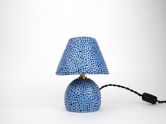 Lámpara y pantalla de cerámica - Polkadot azul bicolor