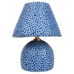 Ceramic Lamp and Shade- Two Tone Blue Polkadot
