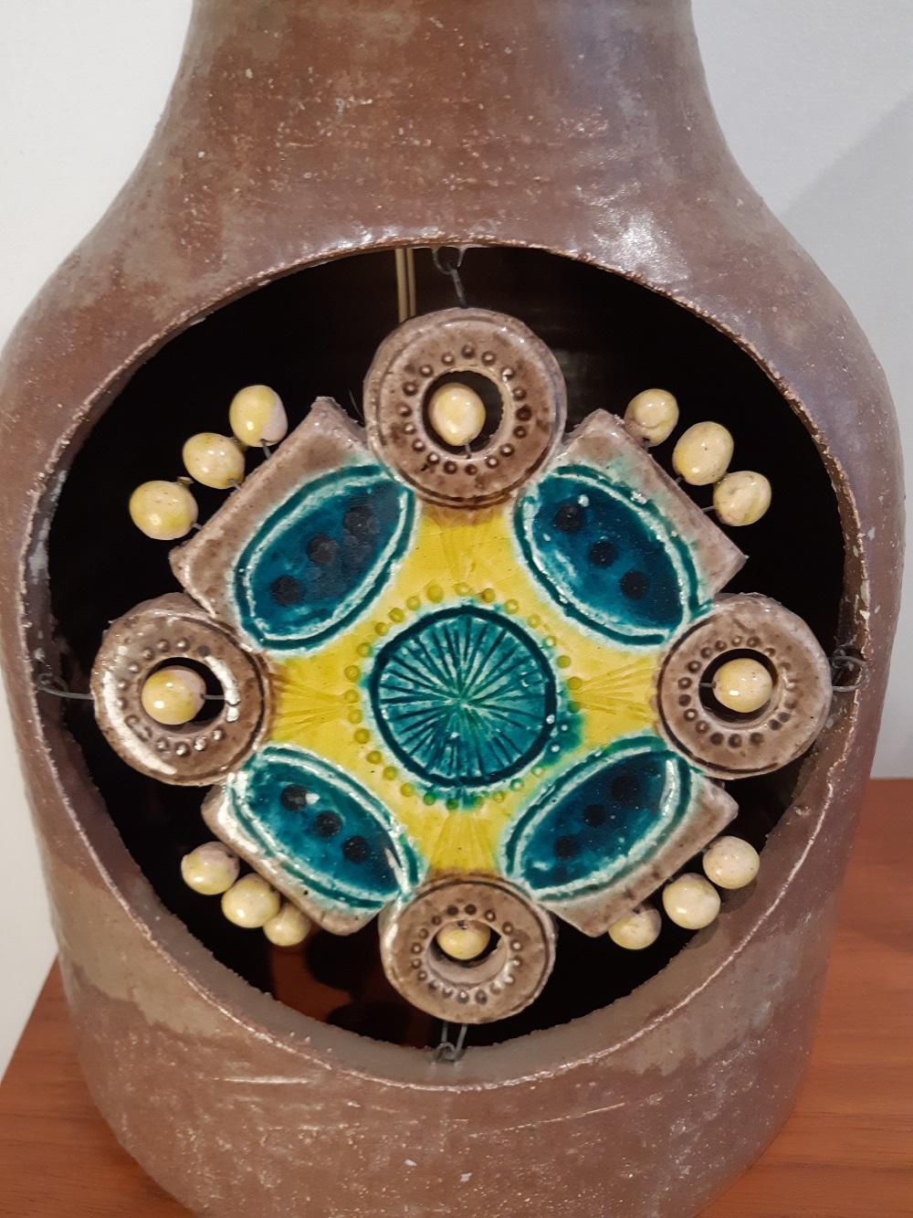 Ceramic Lamp Attributed to Georges Pelletier, 1970s In Good Condition In Toulouse, Midi-Pyrénées