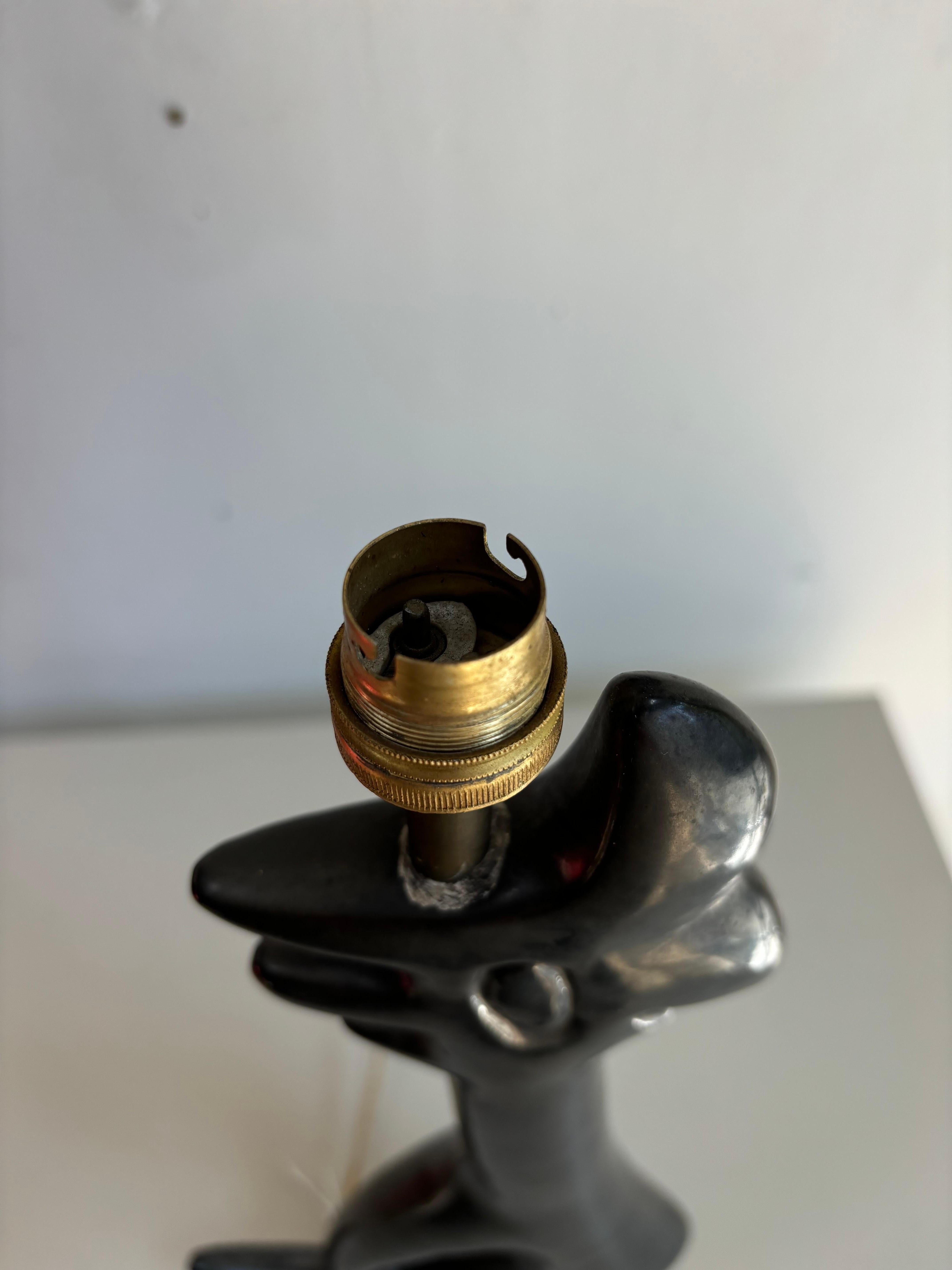 Keramische Lampe, die Jean Miotte zugeschrieben wird im Angebot 5