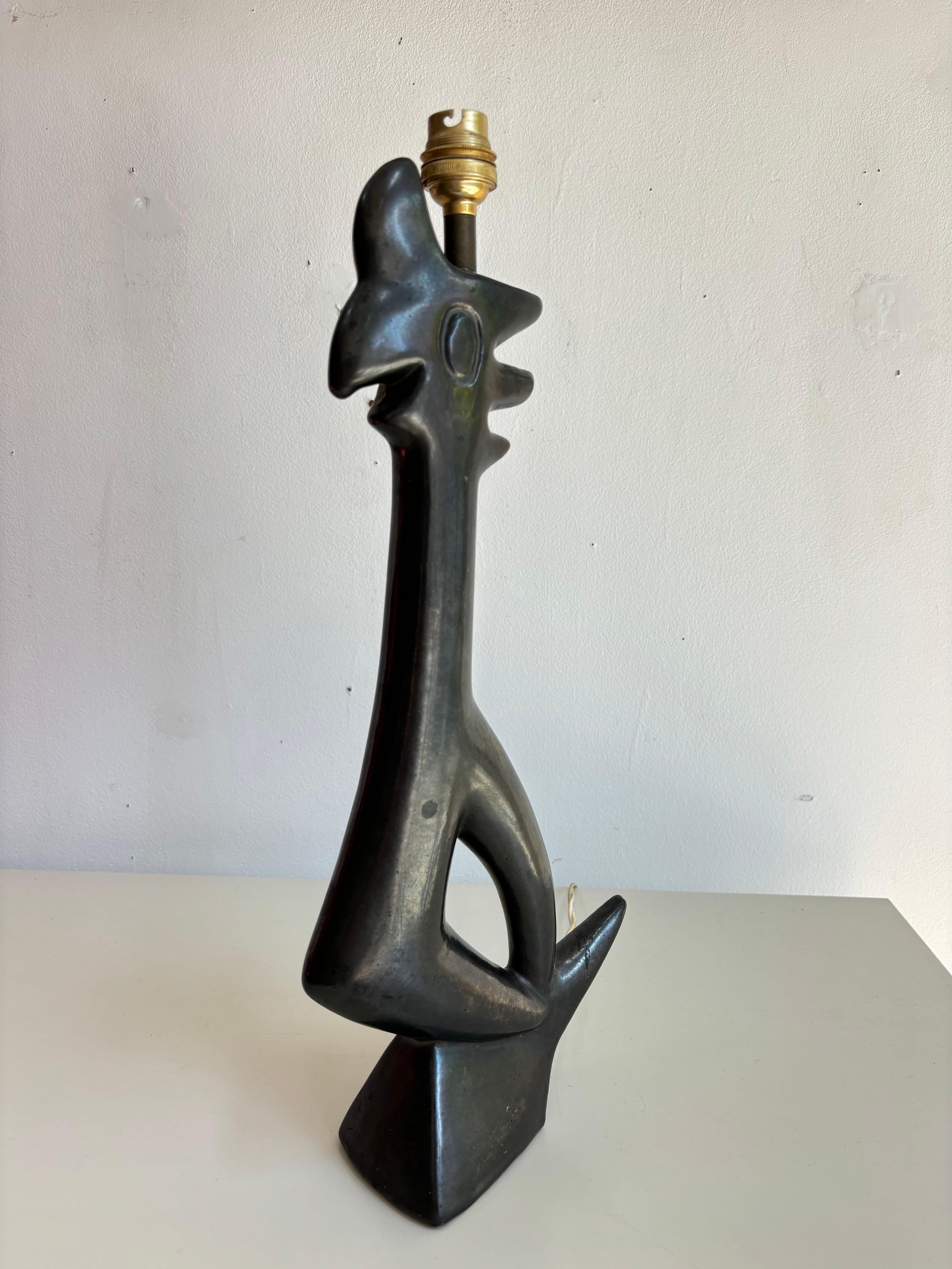 Keramische Lampe, die Jean Miotte zugeschrieben wird (Moderne der Mitte des Jahrhunderts) im Angebot