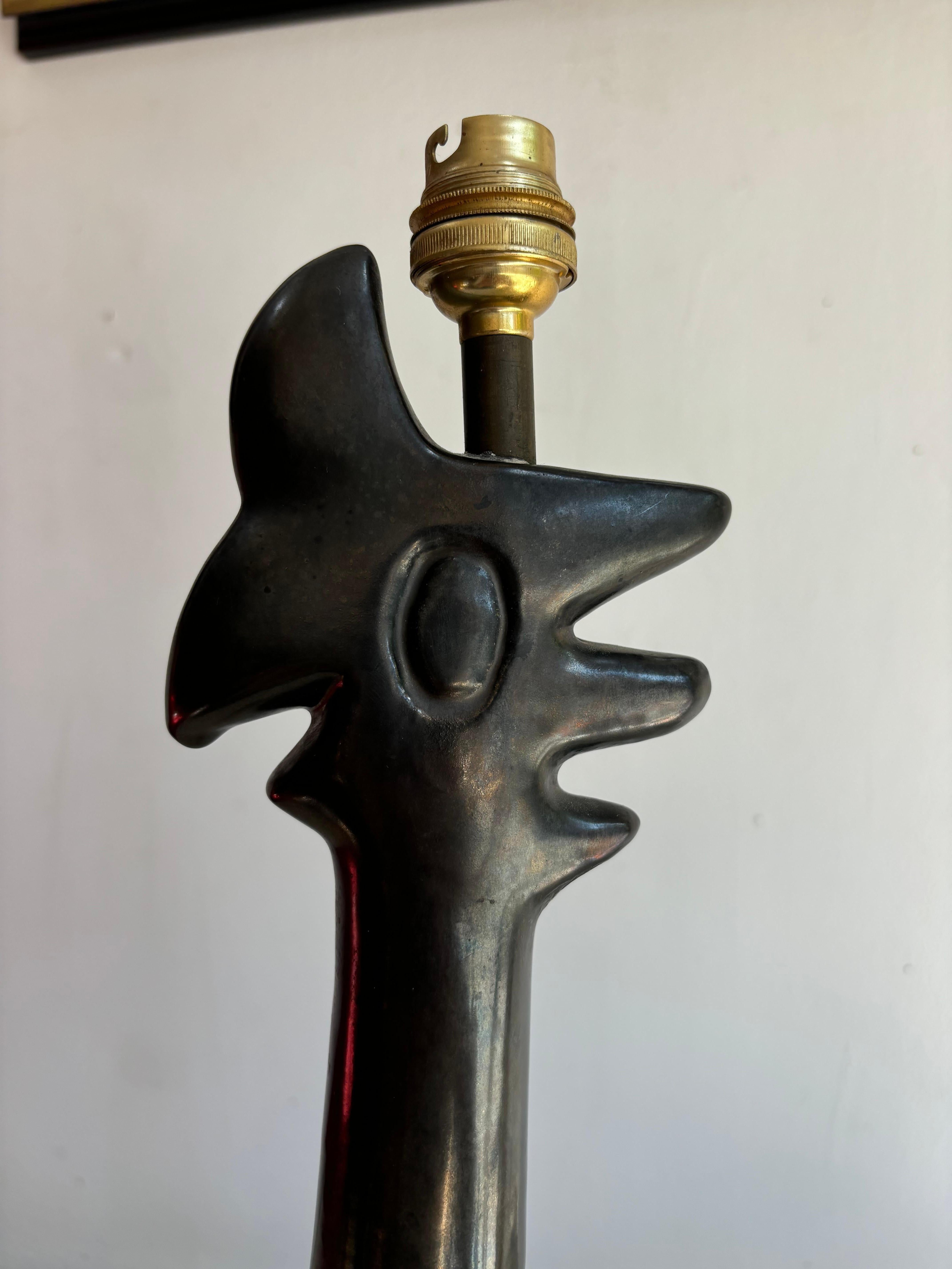 Keramische Lampe, die Jean Miotte zugeschrieben wird im Angebot 1