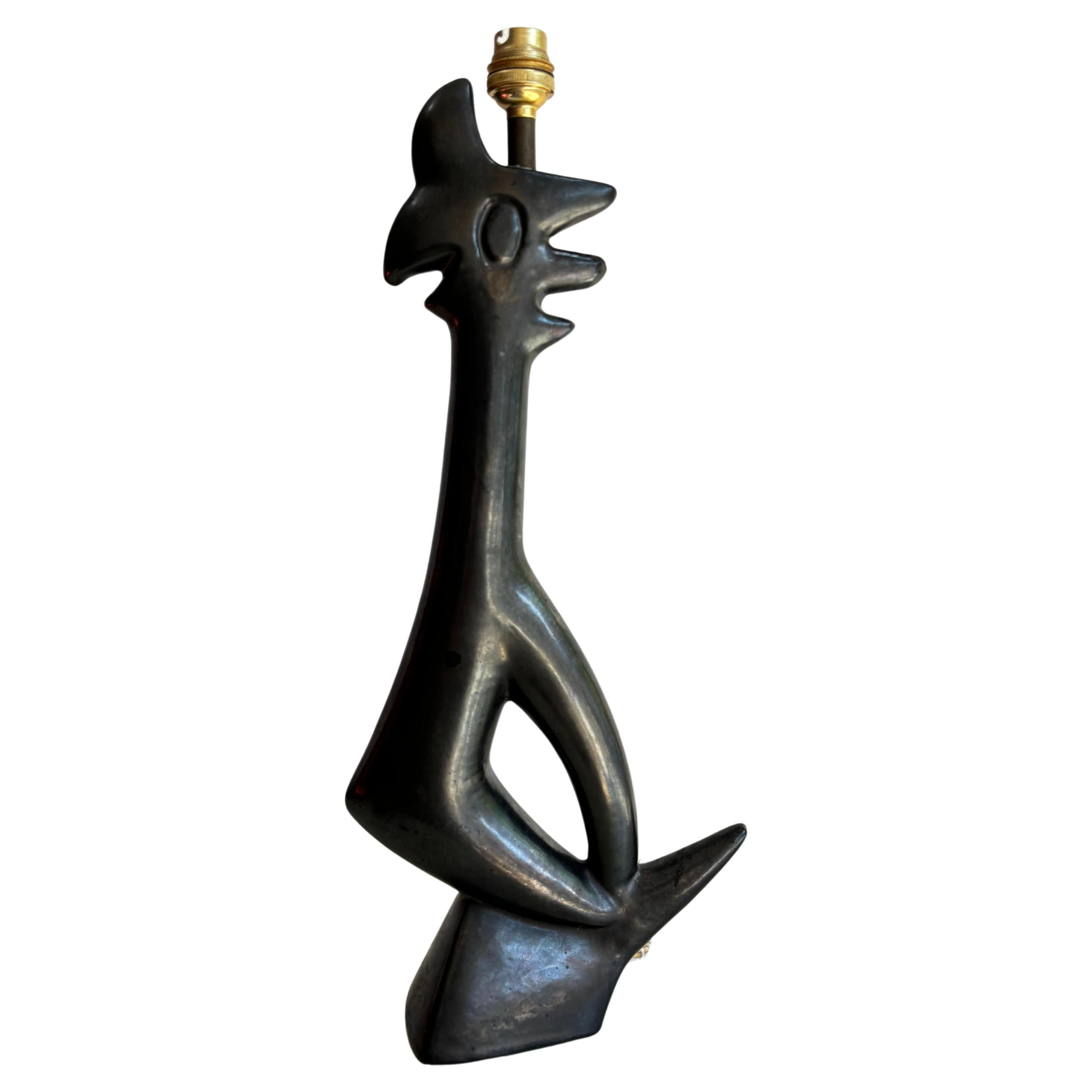 Keramische Lampe, die Jean Miotte zugeschrieben wird im Angebot