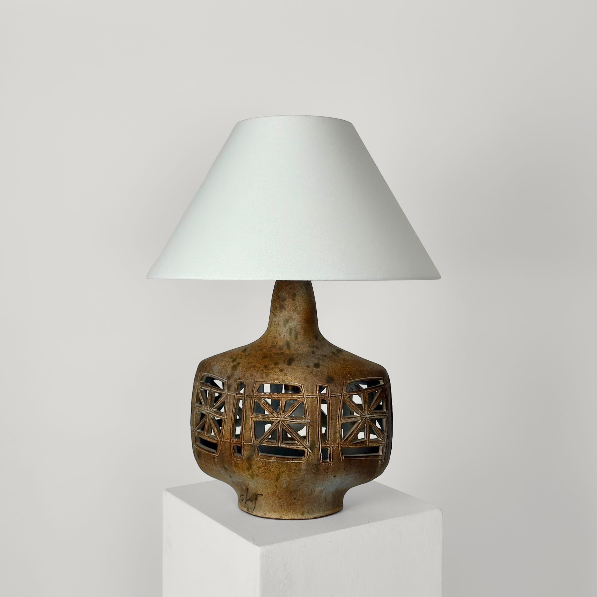French Ceramic lamp by Agnes Escala For Sale