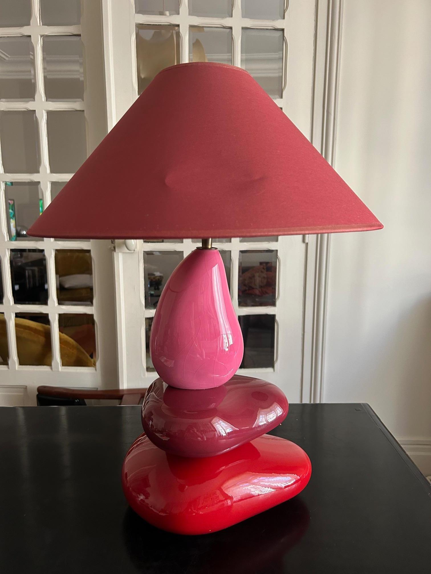 Modern ceramic lamp by François Chatain For Sale