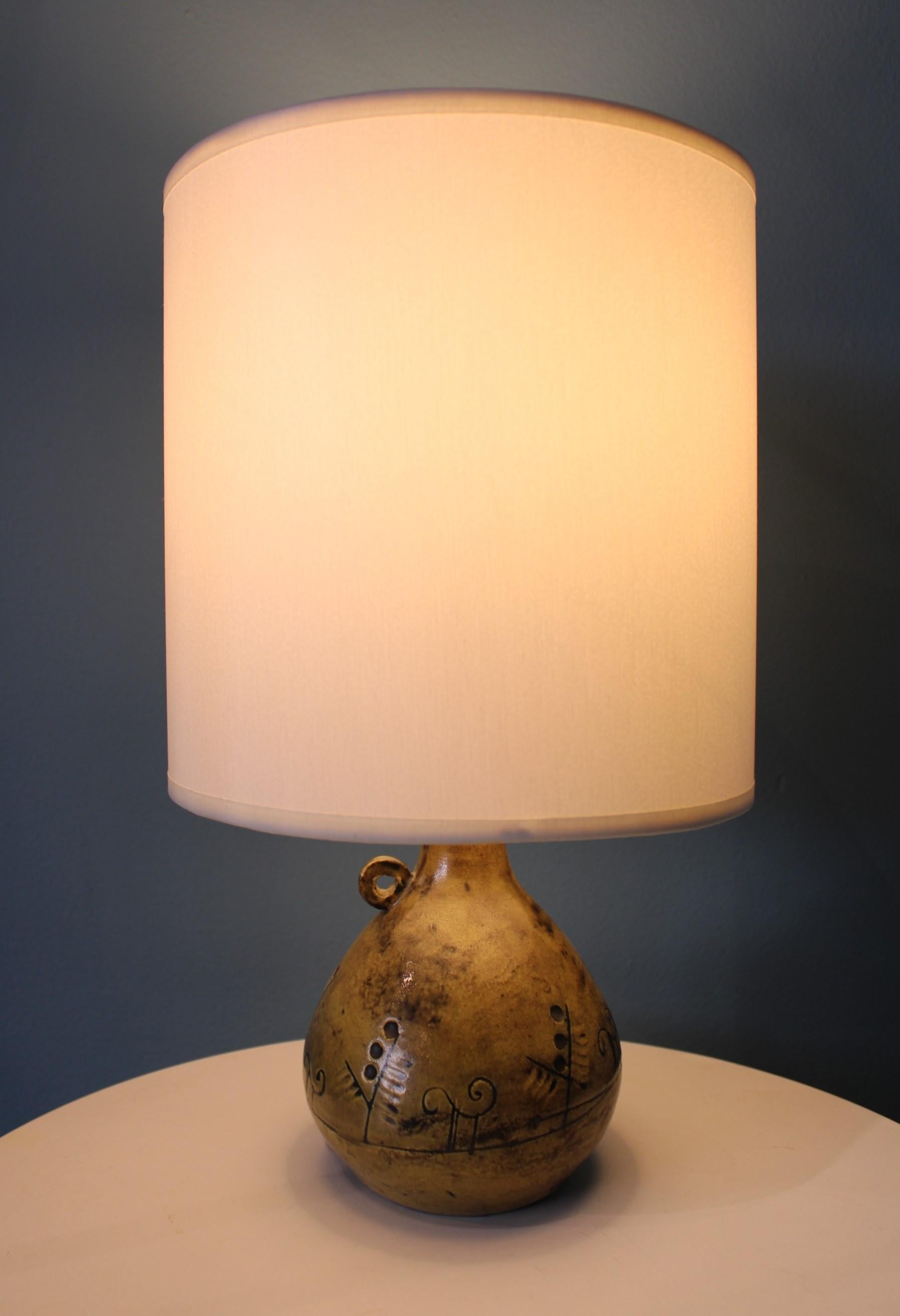 Enameled Ceramic Lamp by Jacques Blin, circa 1960