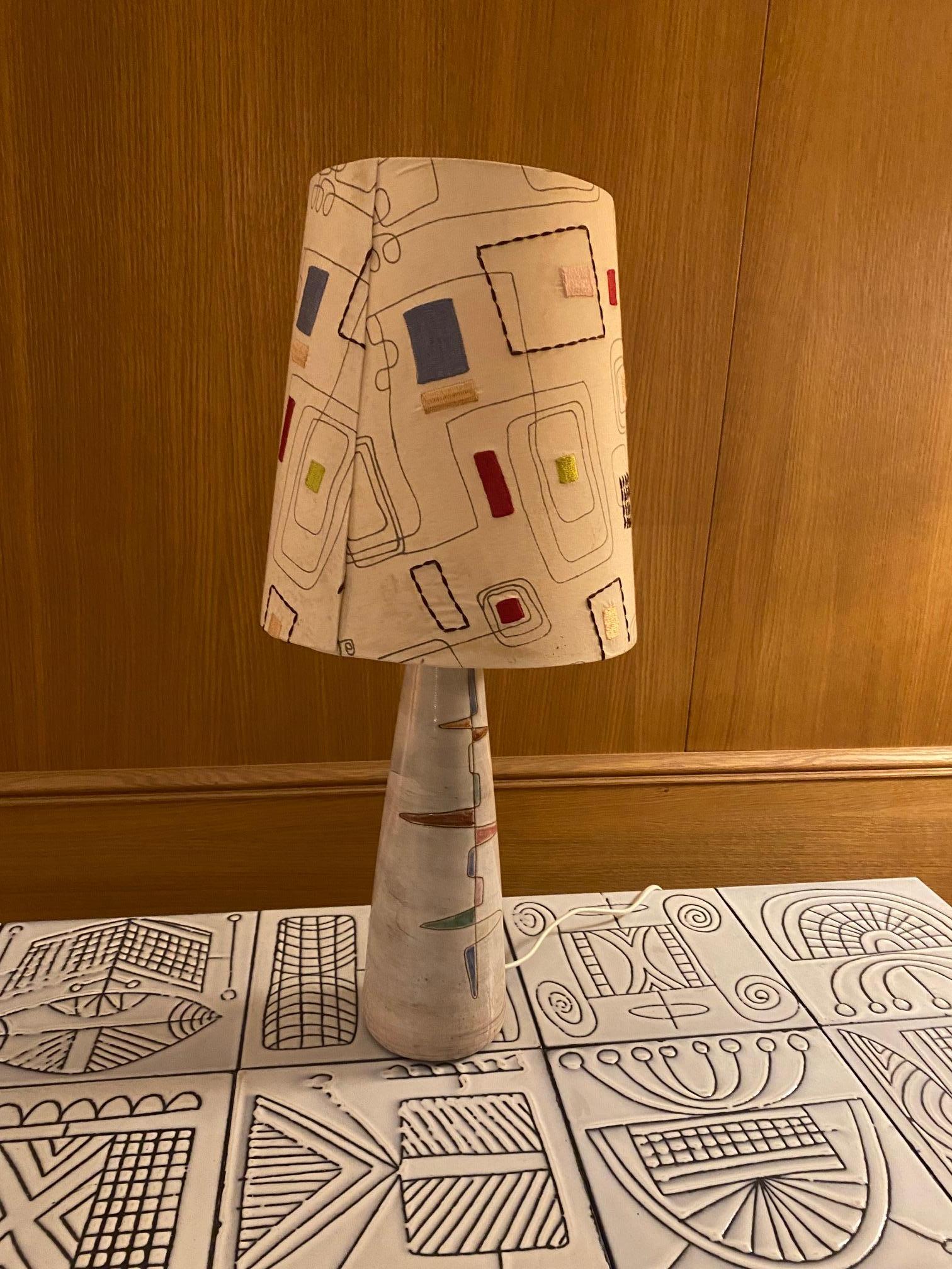 Ceramic Lamp by Jean Rivier, France, 1960s In Good Condition For Sale In Paris, FR