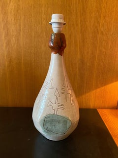 Ceramic Lamp by Juliette Derel, Vallauris, France, 1956-59