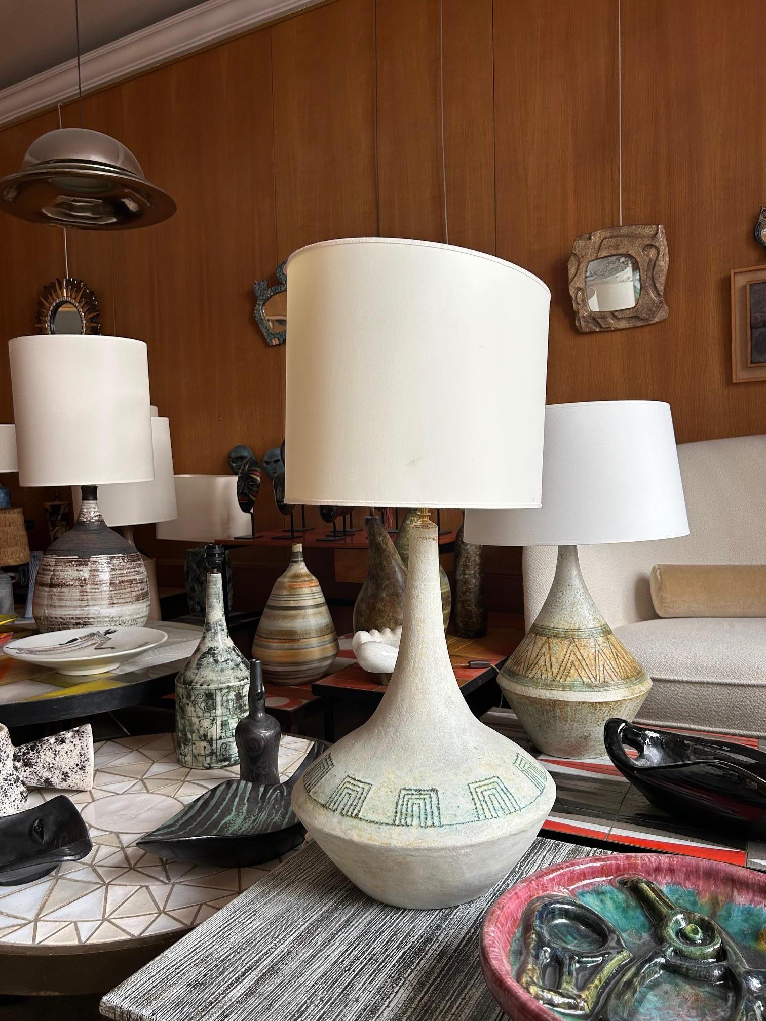 Keramische Lampe von Les 2 Potiers, Frankreich, 1960er Jahre (Moderne) im Angebot