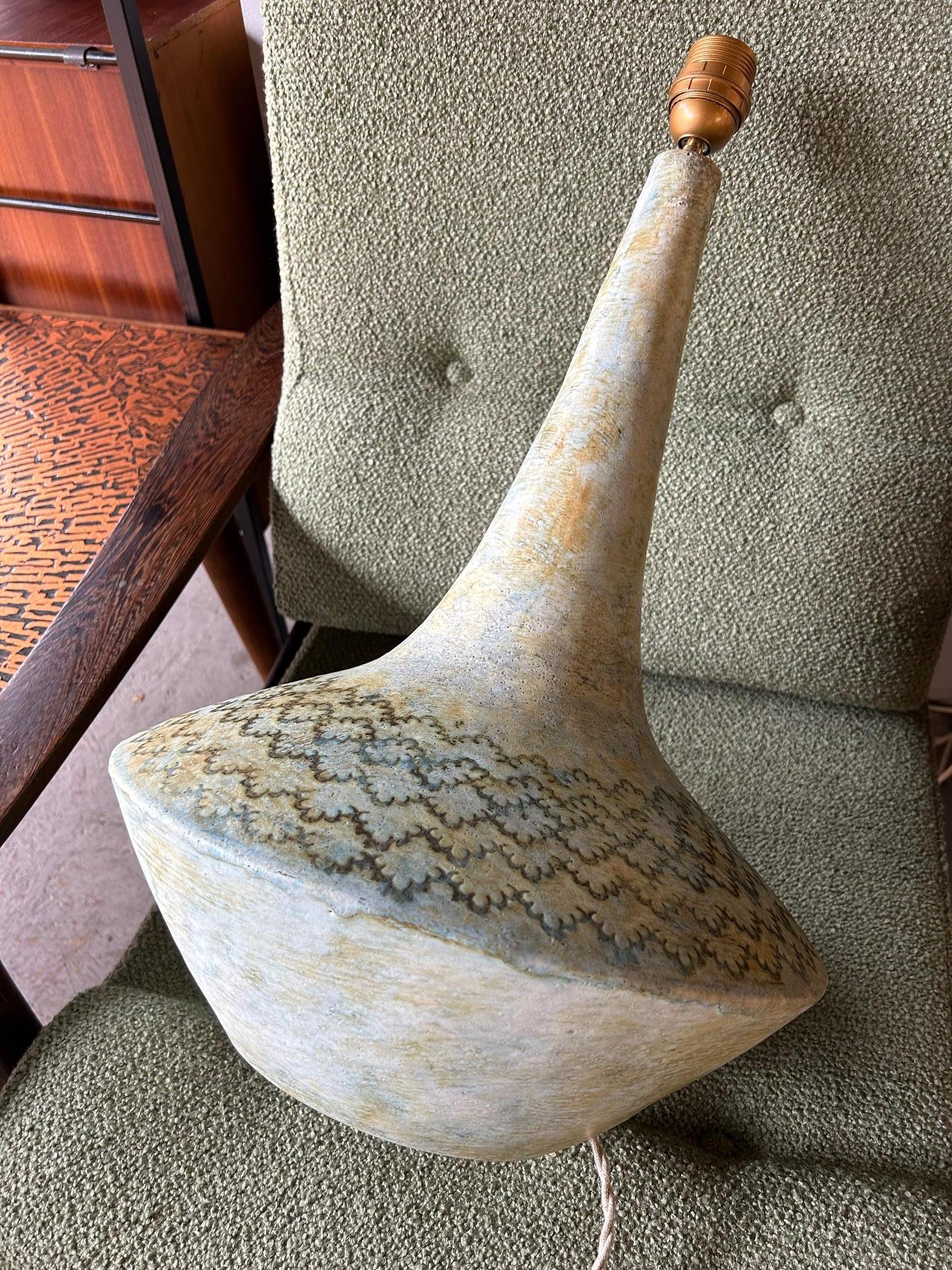 Mid-20th Century Ceramic lamp by Les 2 Potiers, France, 1960s For Sale