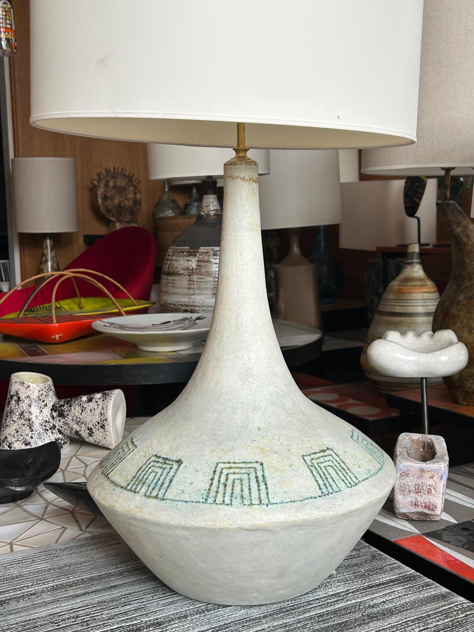 Keramische Lampe von Les 2 Potiers, Frankreich, 1960er Jahre (Mitte des 20. Jahrhunderts) im Angebot
