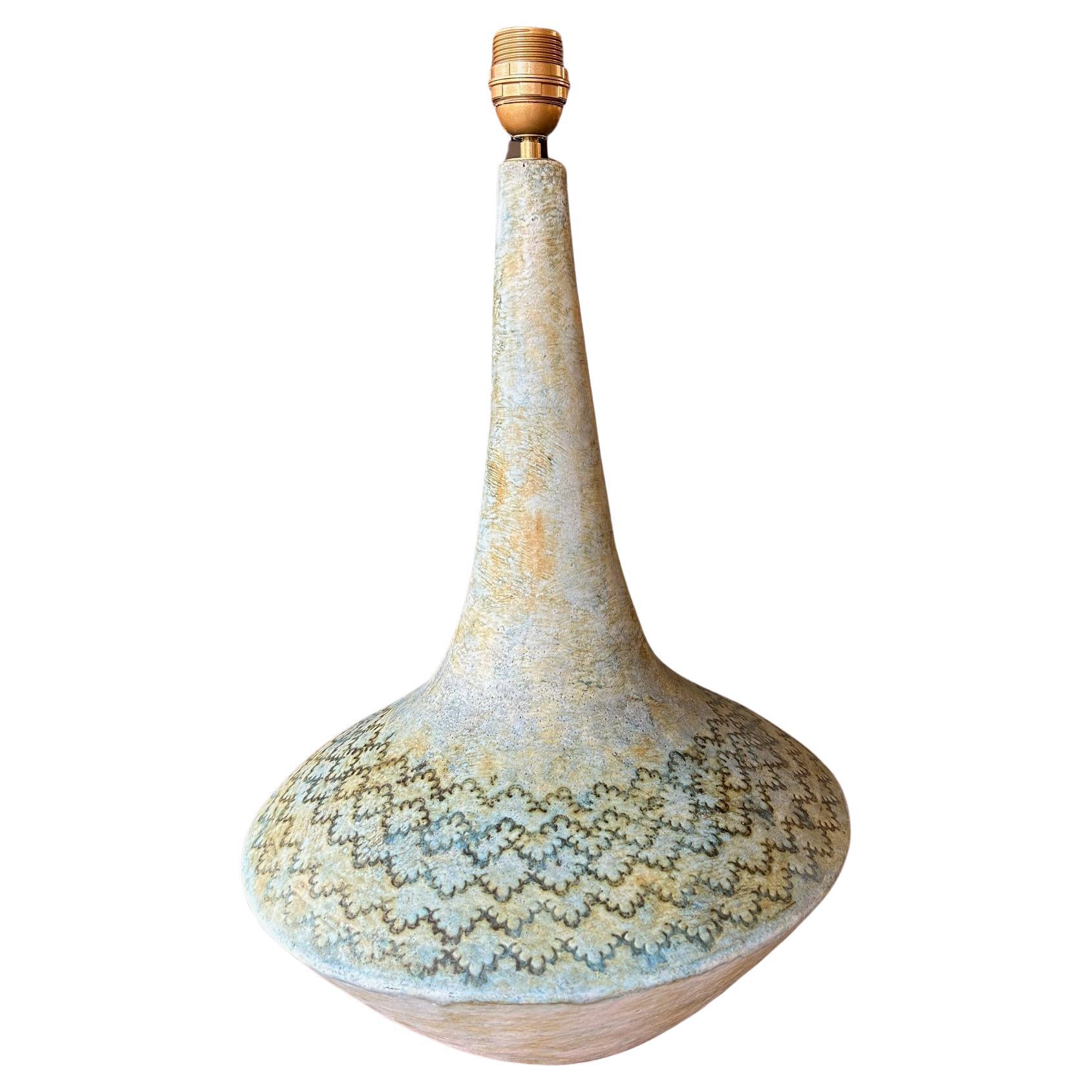 Ceramic lamp by Les 2 Potiers, France, 1960s For Sale