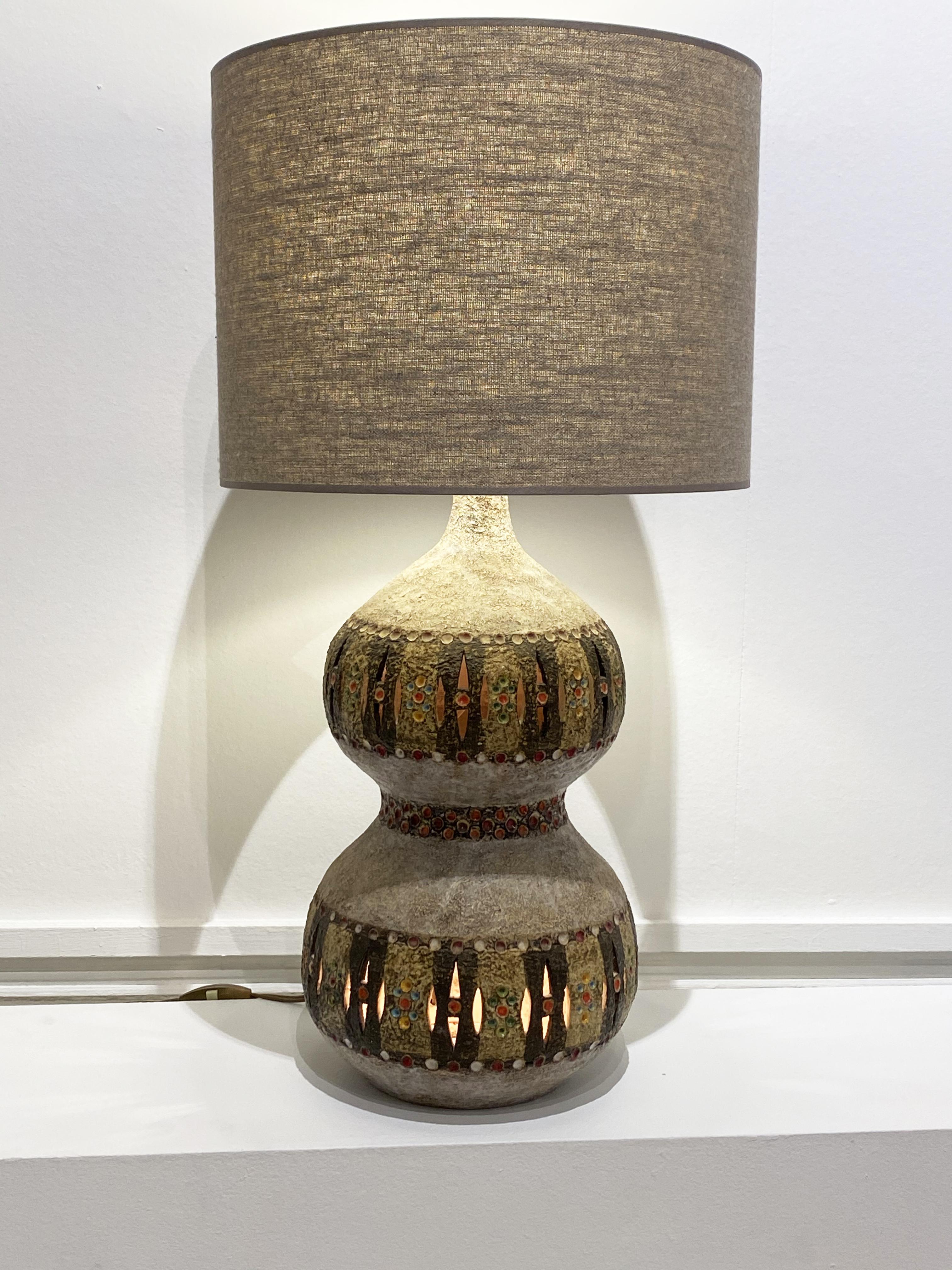French Ceramic Lamp by Raphaël Giarrusso, France, 1960s
