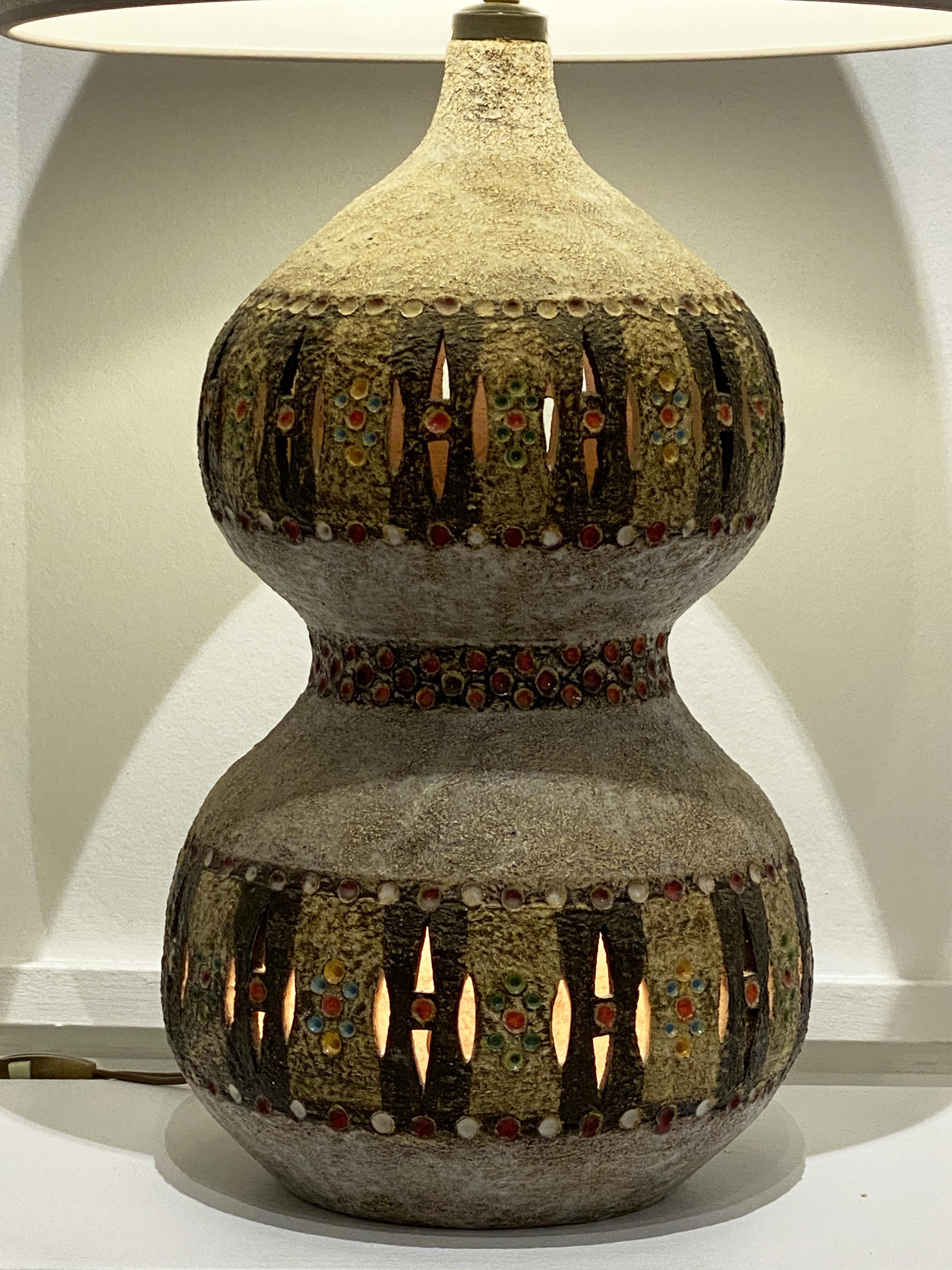 Ceramic Lamp by Raphaël Giarrusso, France, 1960s In Good Condition In Tourcoing, FR
