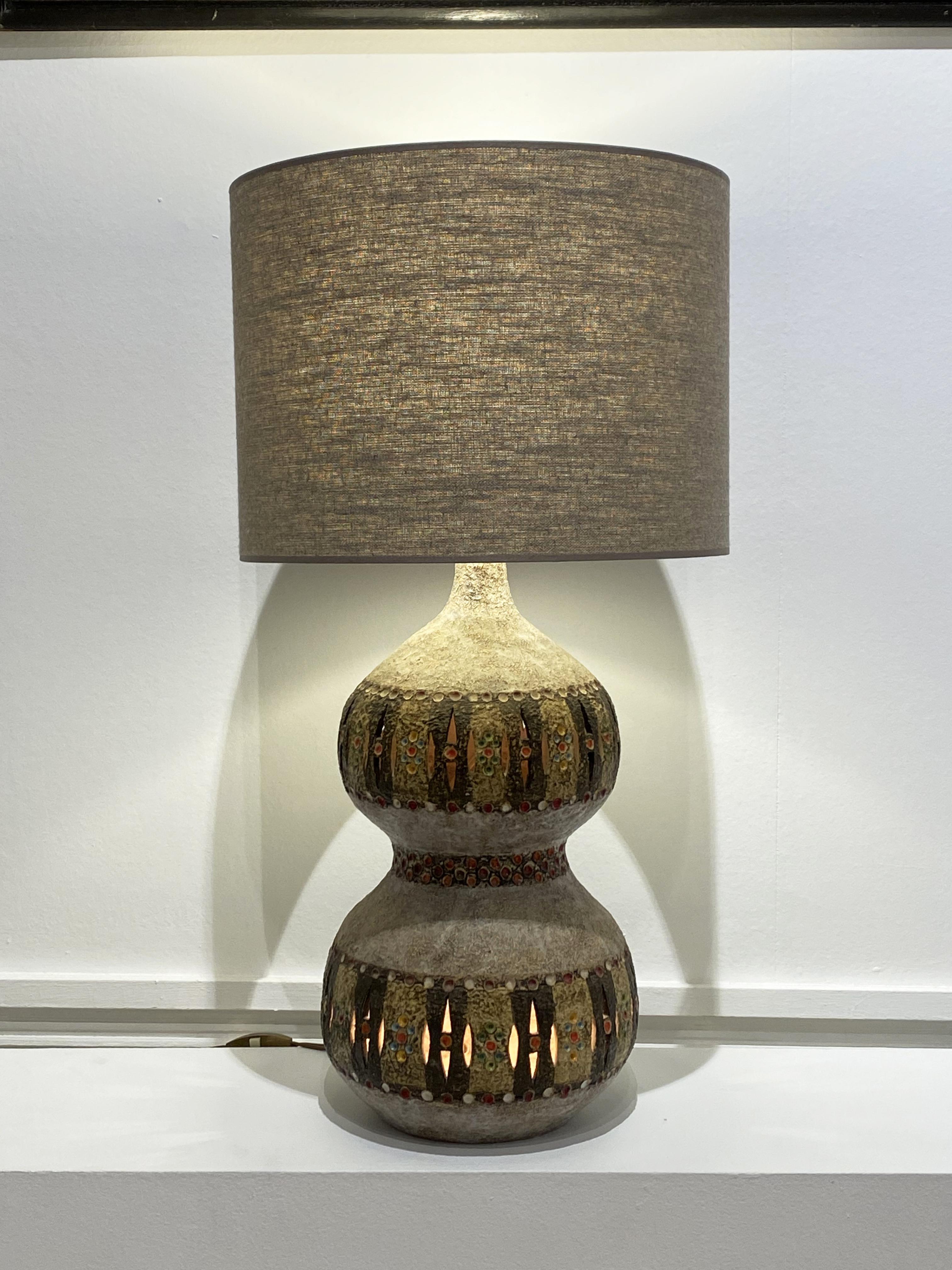 20th Century Ceramic Lamp by Raphaël Giarrusso, France, 1960s