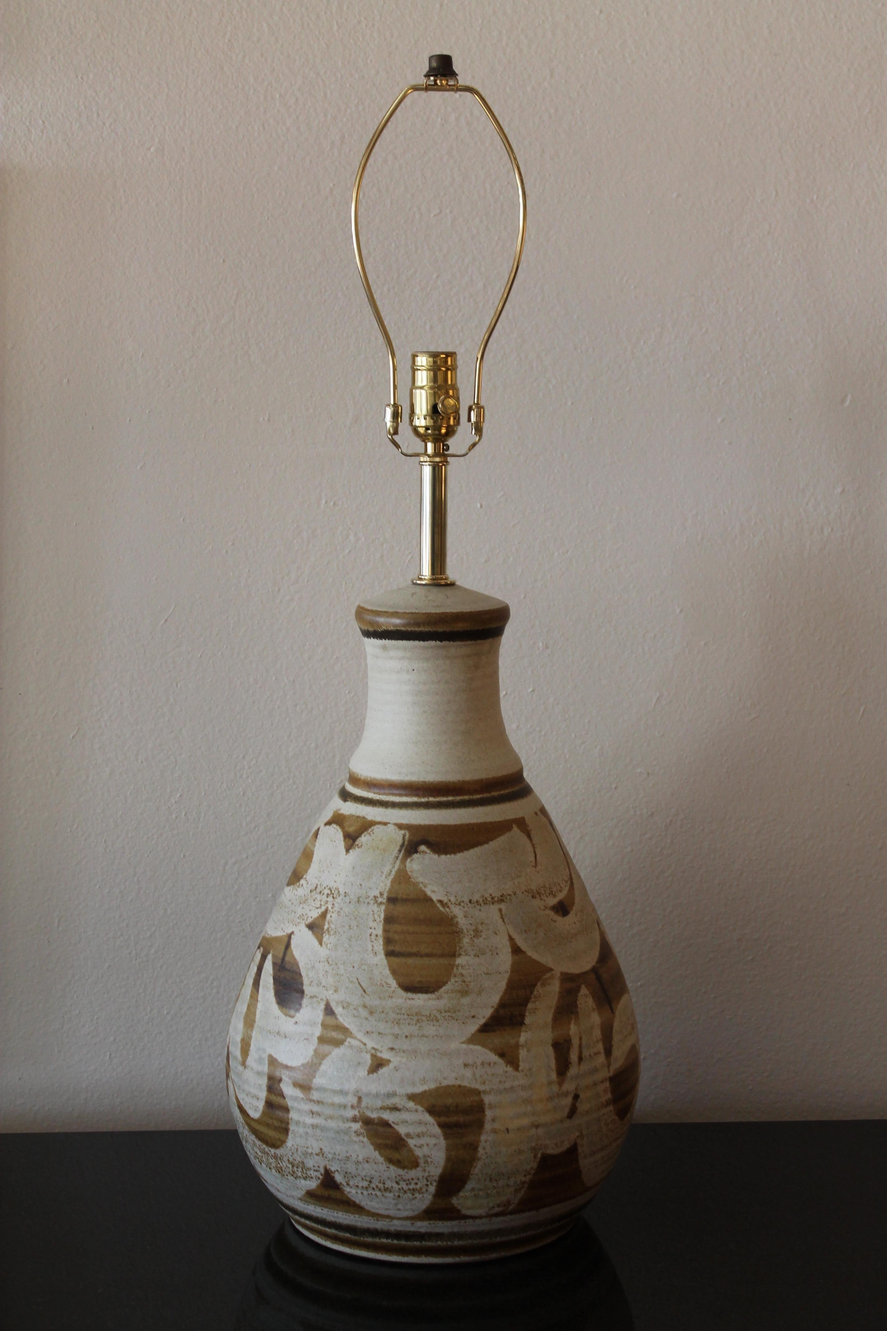 Mid-Century Modern Stoneware Lamp by Wishon-Harrell For Sale