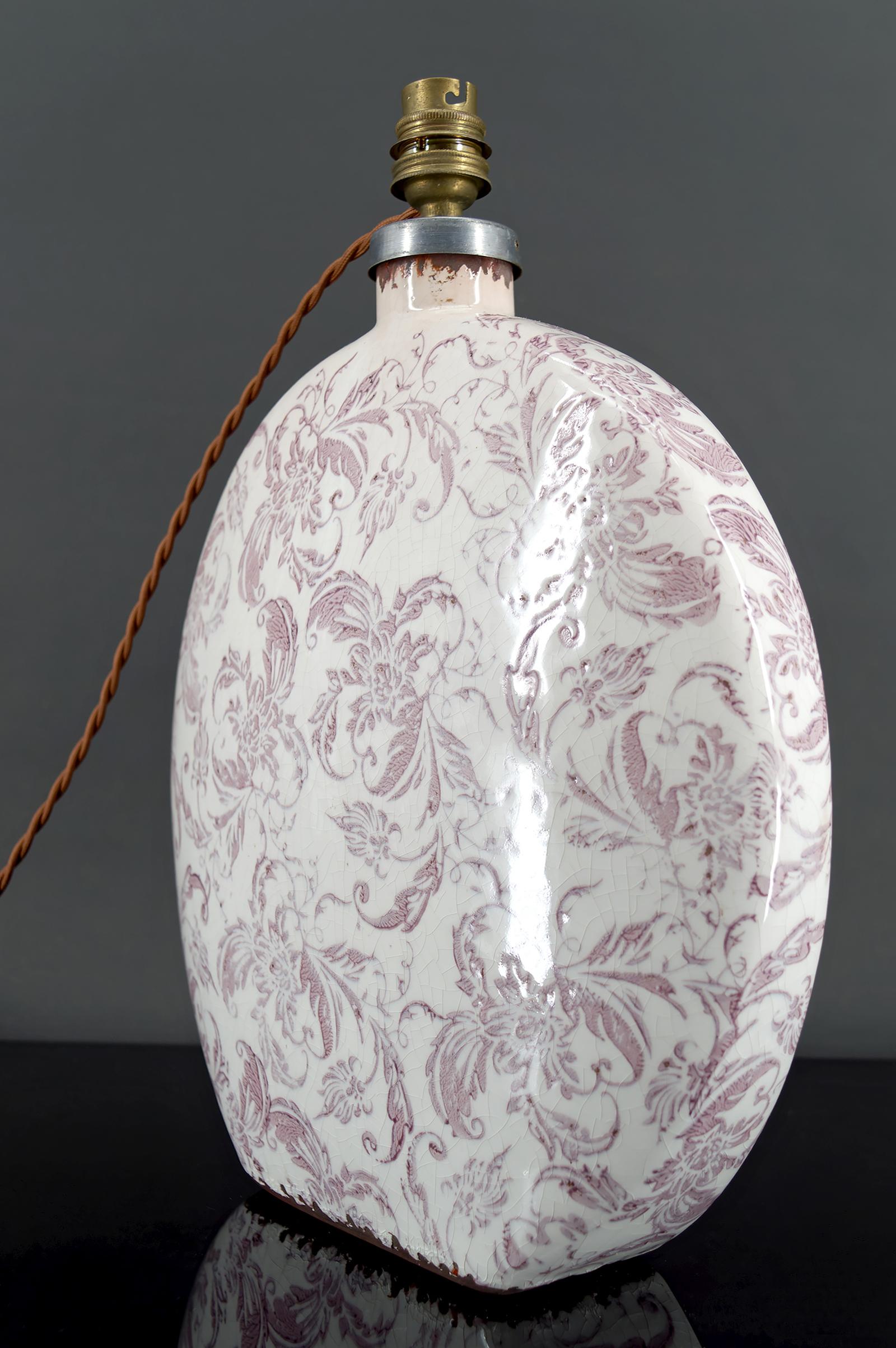 Bohème Lampe en céramique craquelée, Shabby Chic, 20e siècle en vente