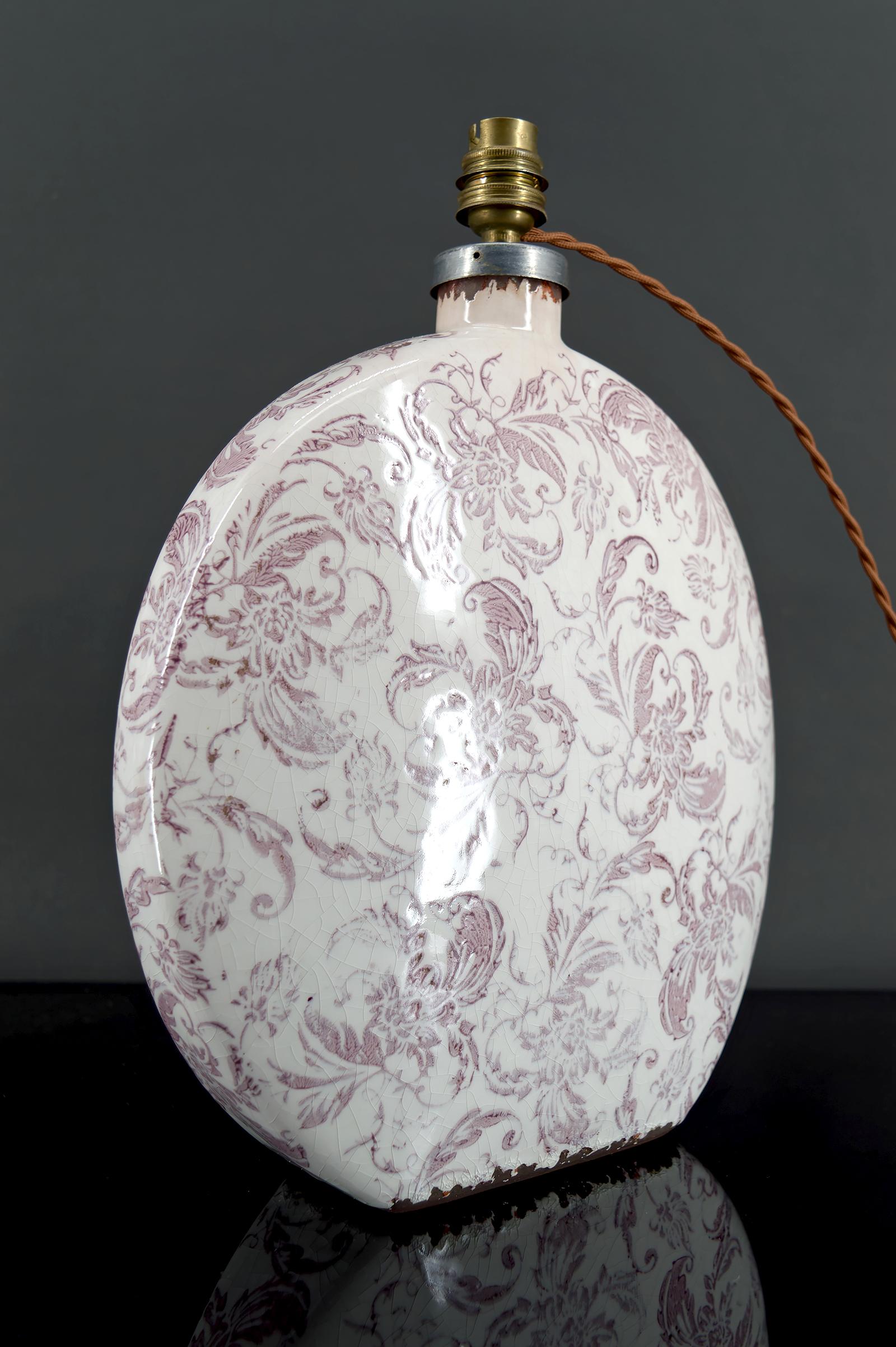 Lampe en céramique craquelée, Shabby Chic, 20e siècle Bon état - En vente à VÉZELAY, FR